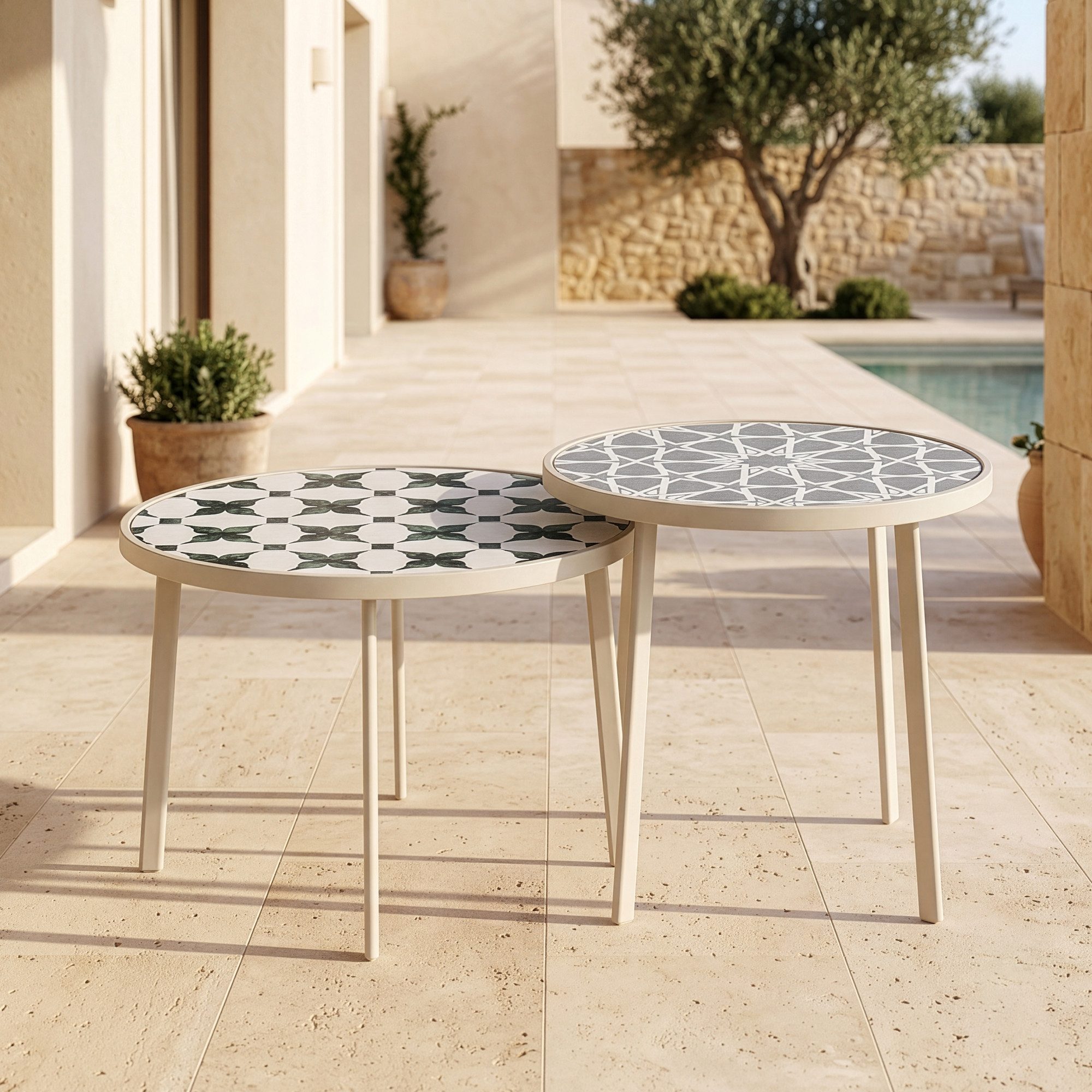 casa.pro Satztisch, outdoor »Faeto« mit Glasplatte Metallgestell Champagne