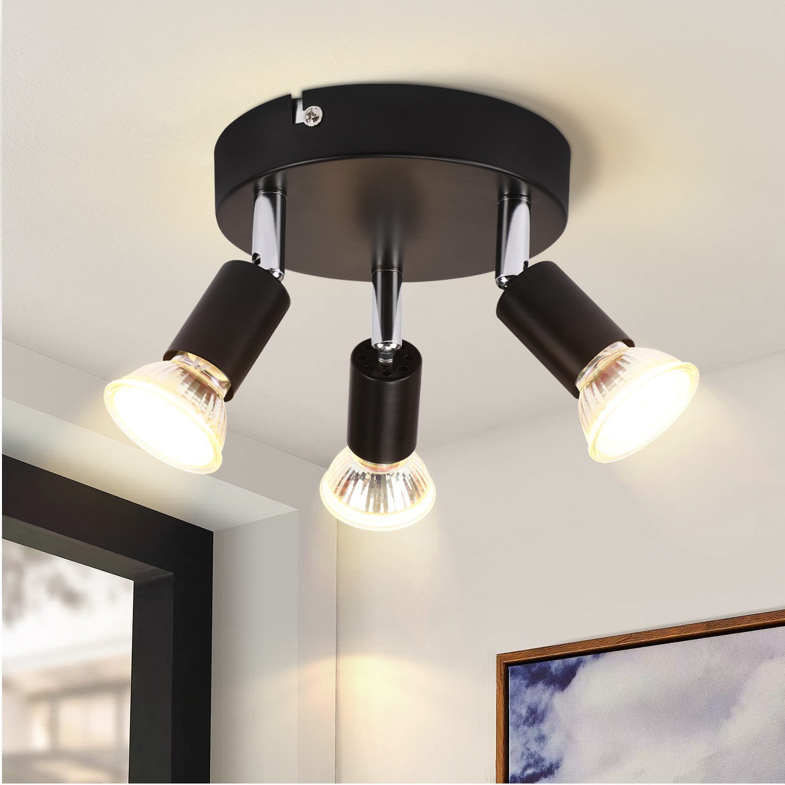 ZMH Deckenstrahler 3 Flammig Modern GU10 Wand Schwenkbar 350°Drehbar Schlaf günstig online kaufen