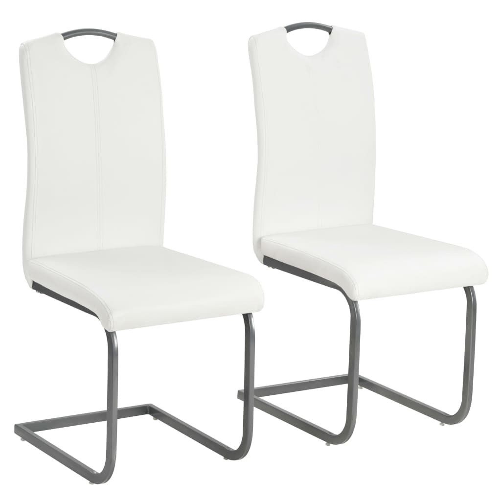 vidaXL Esszimmerstuhl Freischwinger 2 Stk. Weiß günstig online kaufen