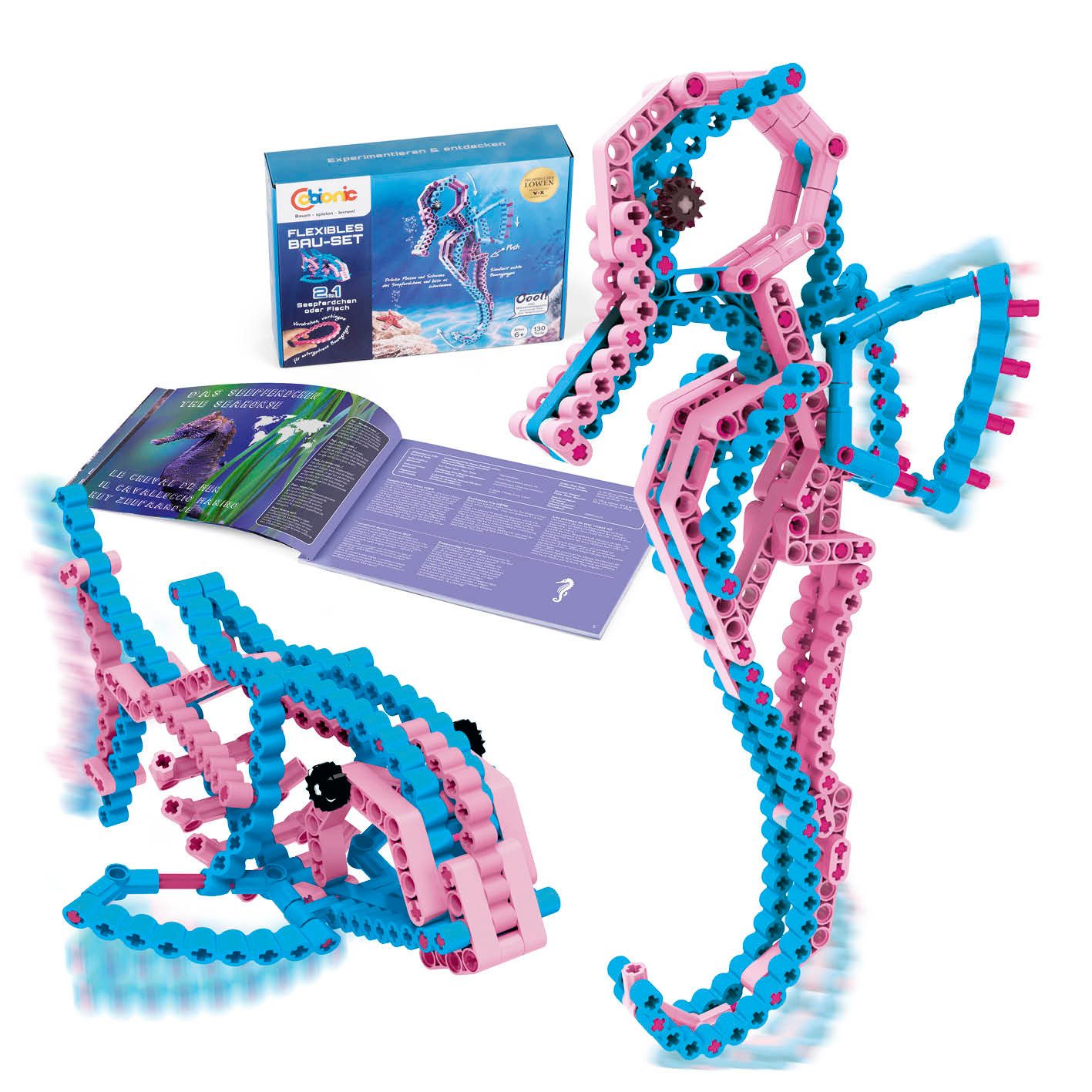 cbionic Seepferdchen - Flexible-Bausteine, Bewegungen der Natur erforschen Konstruktionsspielsteine, (2-in-1, Seepferdchen & Fisch), Biologie und Technik spielend mit Bausteinen vereinen