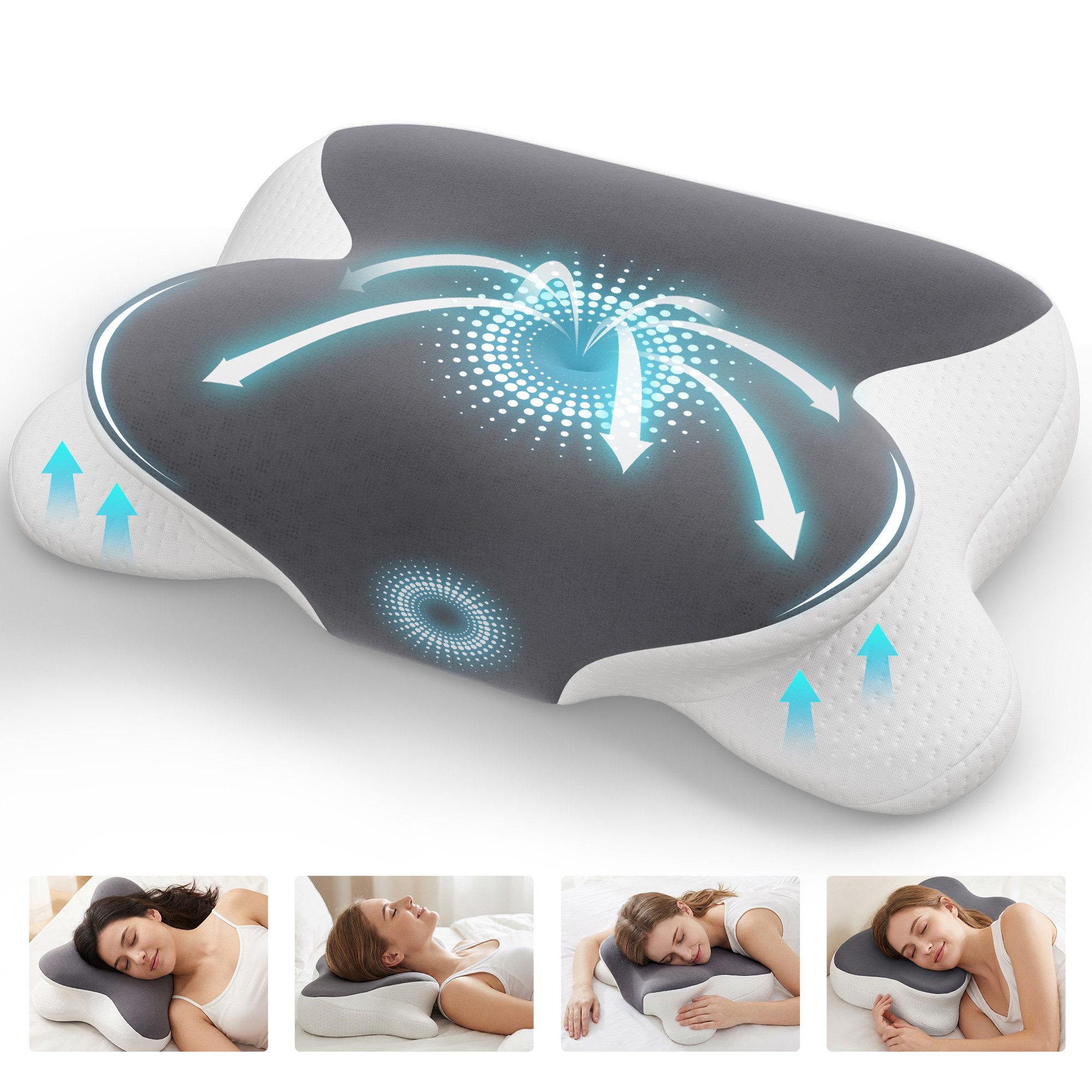 Kopfkissen Nackenstützkissen, Ergonomisches Memory Foam Nackenkissen Kopfkissen