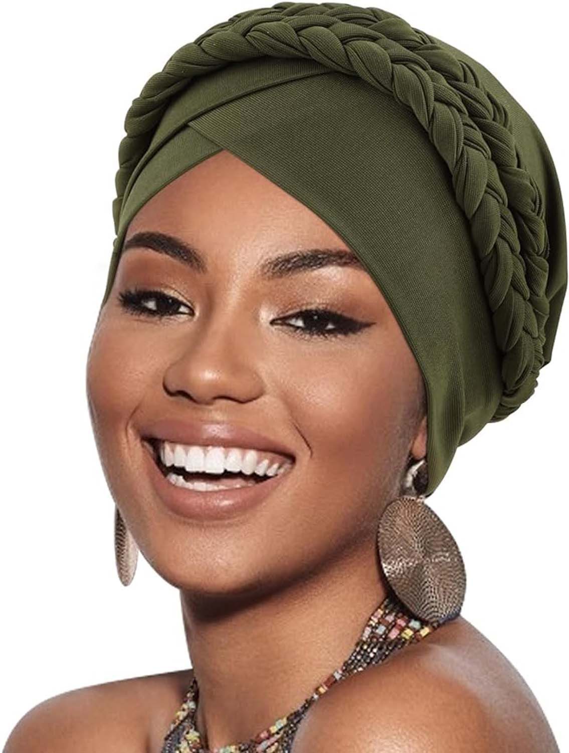 Zaewry Turbanmütze Afrikanischer Damen Geflecht Kopfbedeckung Kopftücher Chemo Kappe