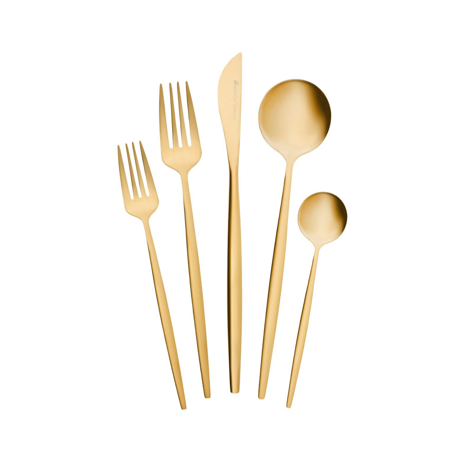 Karaca Besteck-Set Orion Gold Besteckset 30-tlg. für 6 Personen (30-tlg), 6 Personen, Edelstahl, bruchfest rostfrei