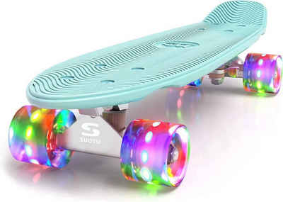 SUOTU Skateboard 22-Zoll Komplettes Mini Cruiser Kinderskateboard Skateboard (mit bunten LED-Leuchträdern, Kinderskateboard, für Kids und Teens), Kinder Skateboard ab 6 Jahre