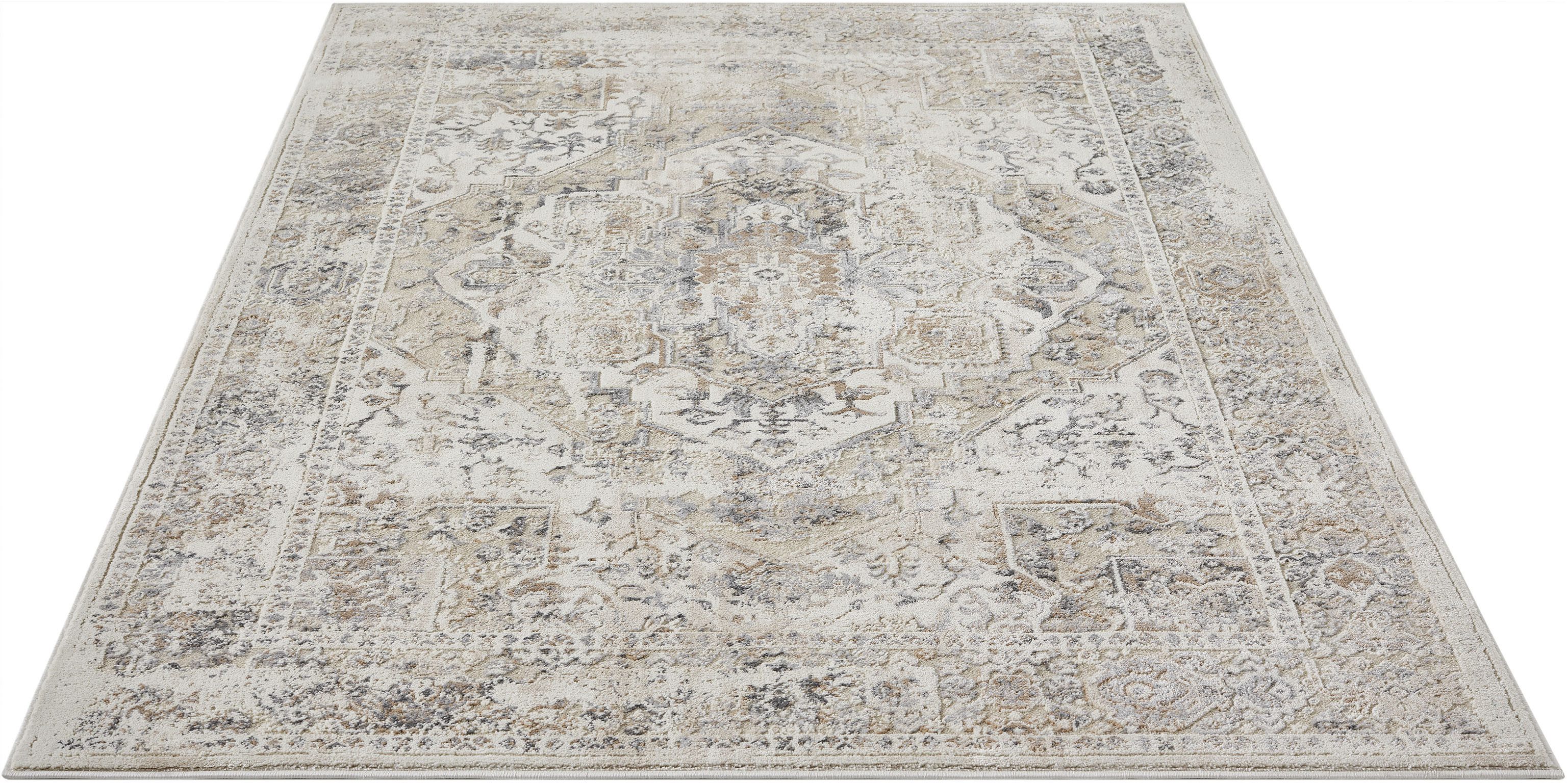 OTTO home Teppich Kylan, Hoch-Tief-Struktur, dezenter Glanz, rechteckig, Höhe: 9 mm, Schrumpf-Garn-Effekt, im Vintage-Look, dichte Qualität, Wohnzimmer