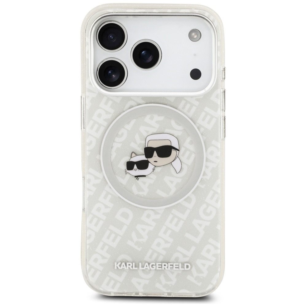 KARL LAGERFELD Handyhülle MagSafe iPhone 17 Pro Kunststoff Glitzer transparent 6,3 Zoll, Kantenschutz