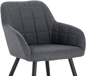 Woltu Esszimmerstuhl (4 St), Design Stuhl mit Armlehne, Leinen, Metall