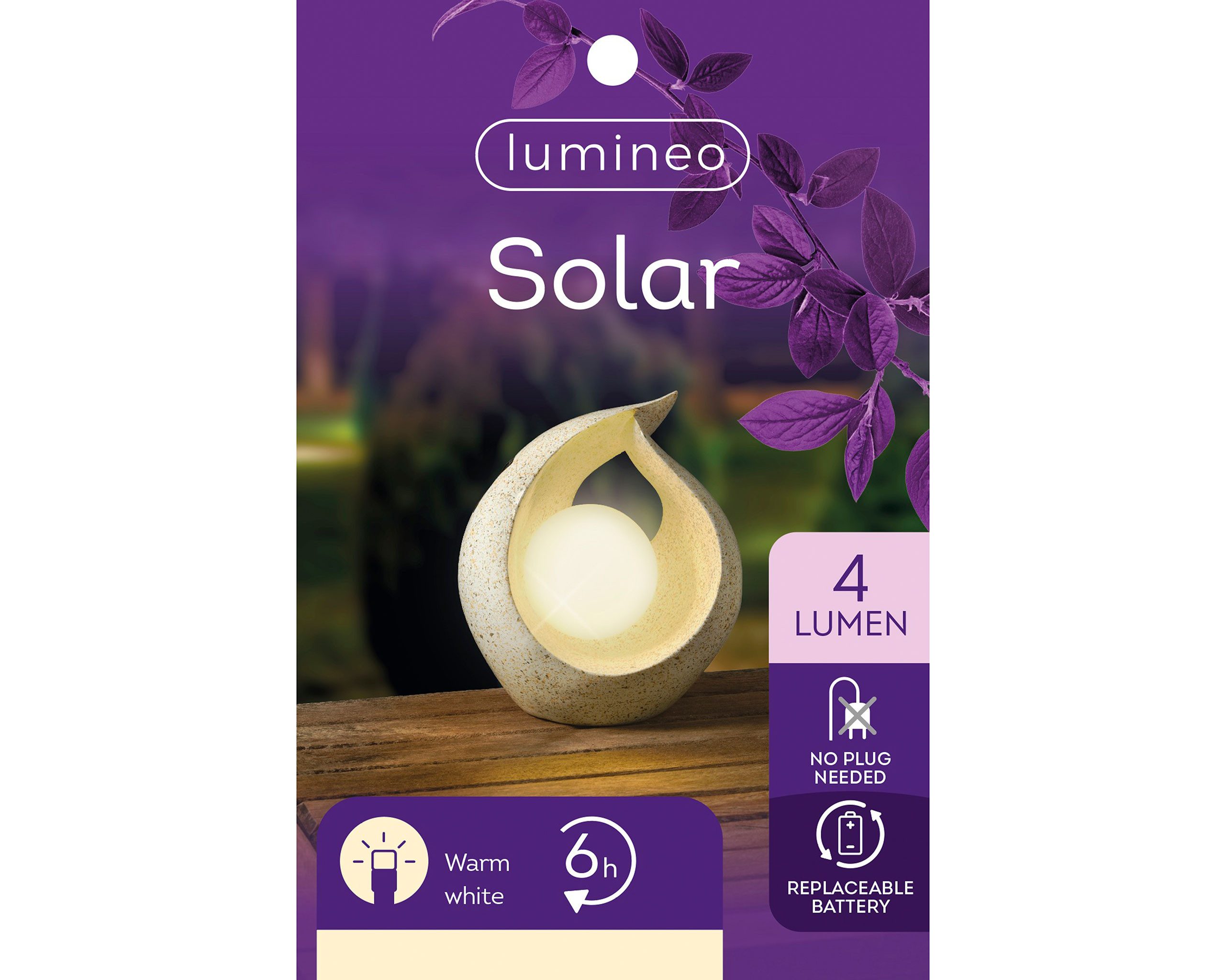 Lumineo LED Solarleuchte, Dauerlicht, warmweiß, LED Solar Tischleuchte 17x13x19cm Keramik gesprenkelt Warmweiß