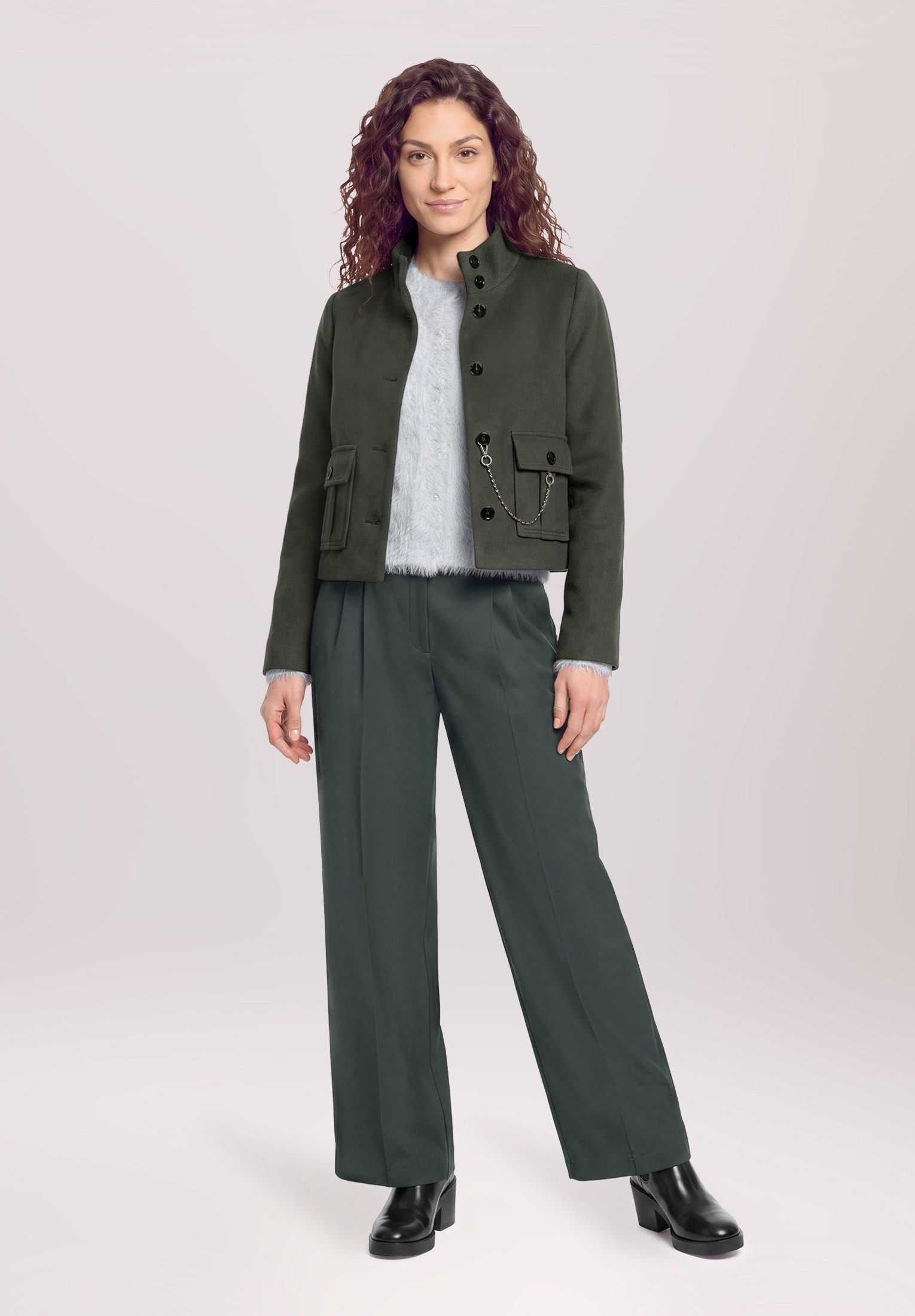 Cartoon Strickjacke Damen mit Rundhalsausschnitt (1-tlg)