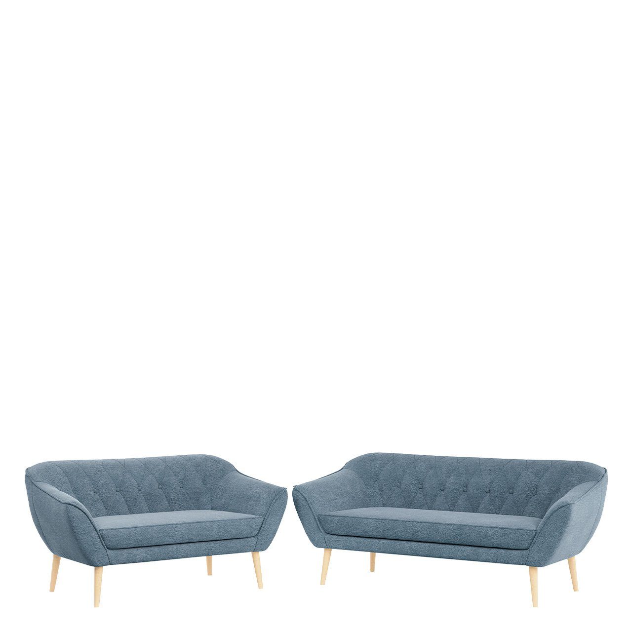 MKS MÖBEL Sofa PIRS 2, Blau Skandinavischer Sofa Moderne + Gesteppte Set Matana 2 3 3 Stil, Polsterung