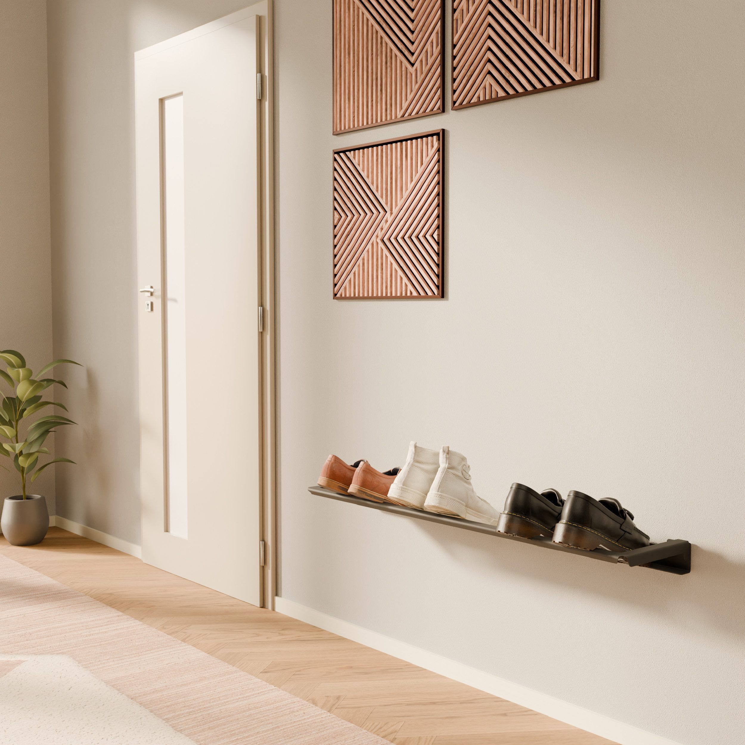 pamo. design Schuhregal Wandmontage schmaler Schuhorganizer Aufbewahrung Schuhe, Packung 1-tlg., Minimalistisch & robuste Schuhaufbewahrung, beliebig erweiterbar