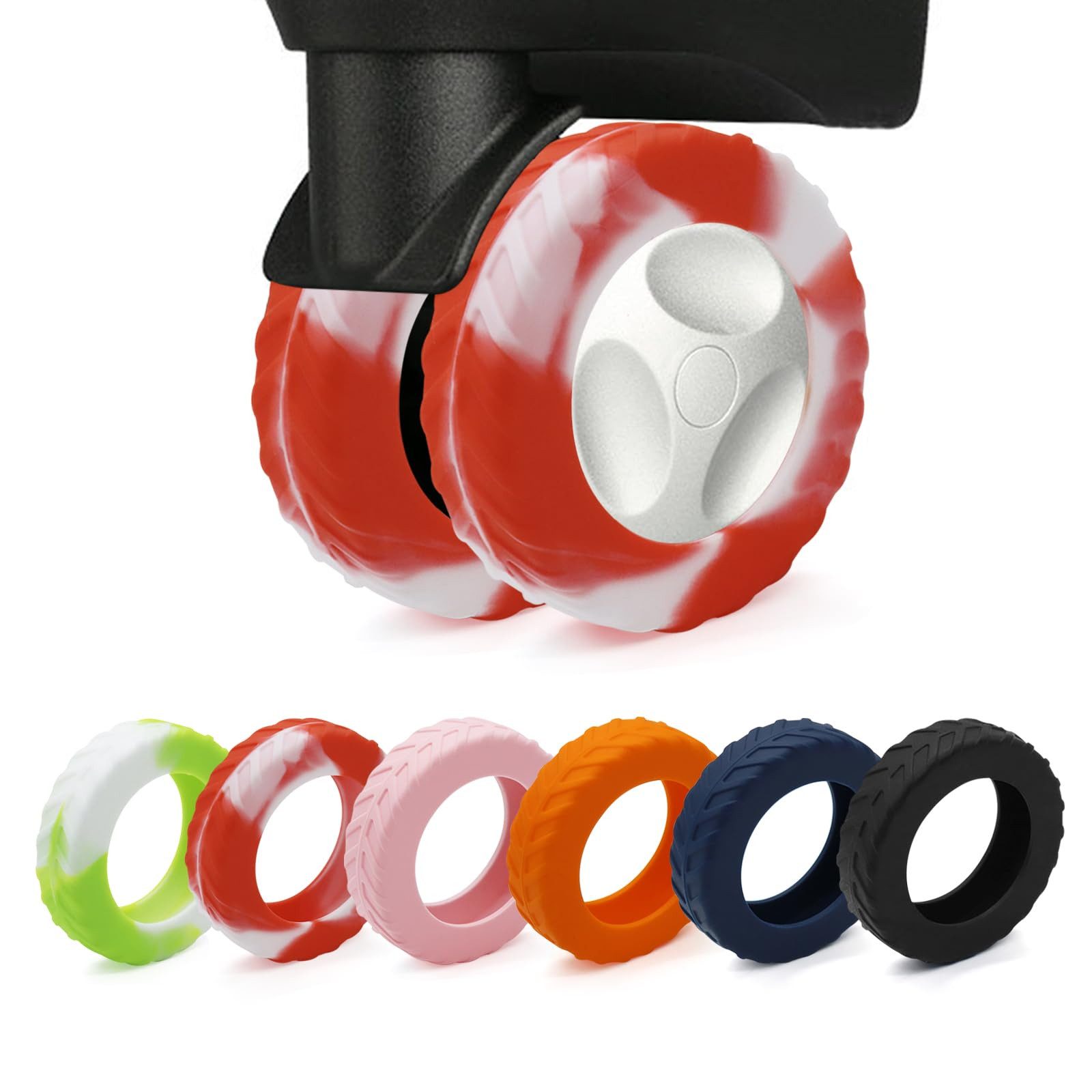 Zaewry Gummiband 8 PCS Upgrade Silikon Gepäckradabdeckungen, Luggage Wheel Covers, kofferschutzhülle für 5-6.3cm Spinnerrad