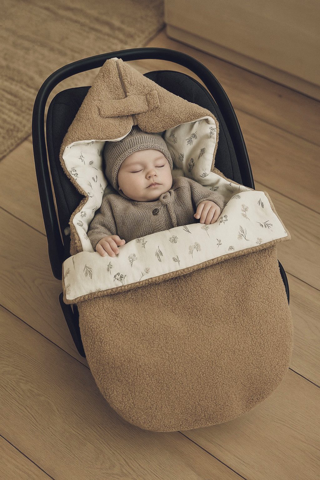 BABEES Fußsack Einschlagdecke für Babyschale Kinderwagen BOUCLE Ganzjährig, Frühling Einschlagdecke Baby universal 3-Punkt und 5-Punkt Gurt – Bild 5 von 5