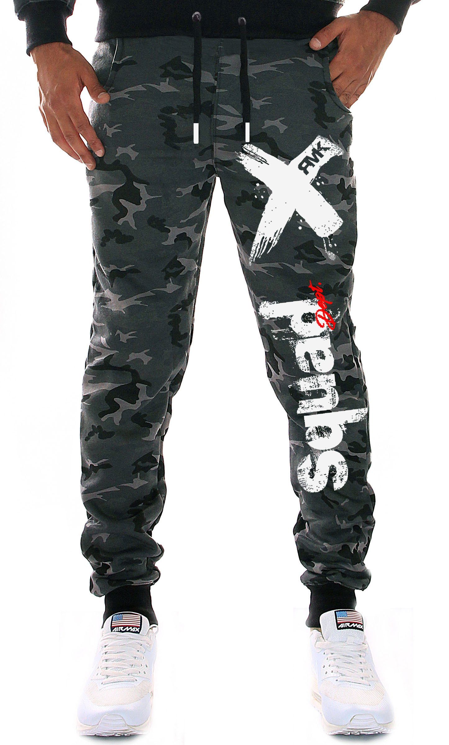 Bund Fitnesshose Sporthose Jogginghose Sweatpants Camouflage elastischer RMK Hose Trainingshose