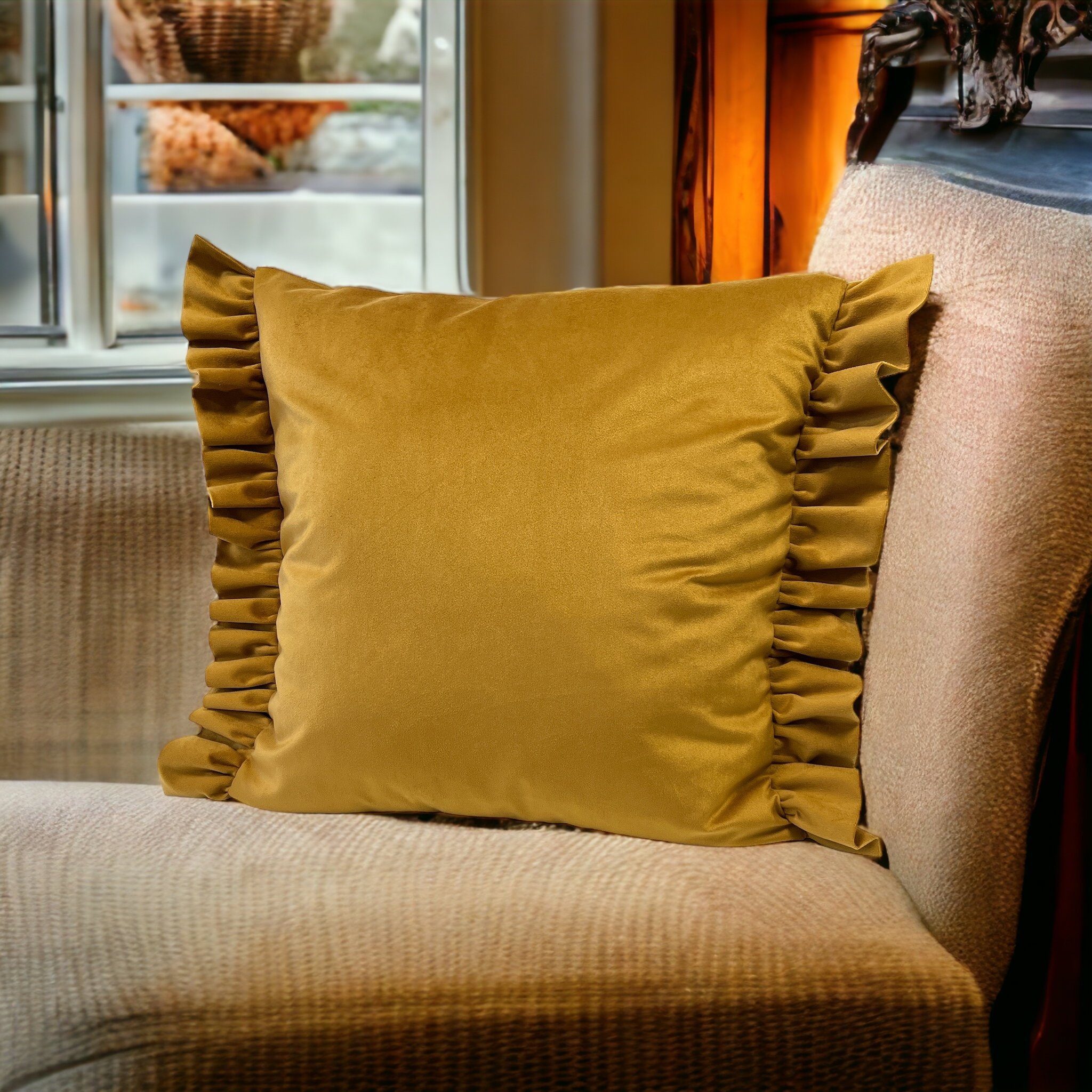 RoKo-Textilien Kissenbezug Kissenbezug mit Rüschen Samt Velvet Art Kissenhü günstig online kaufen