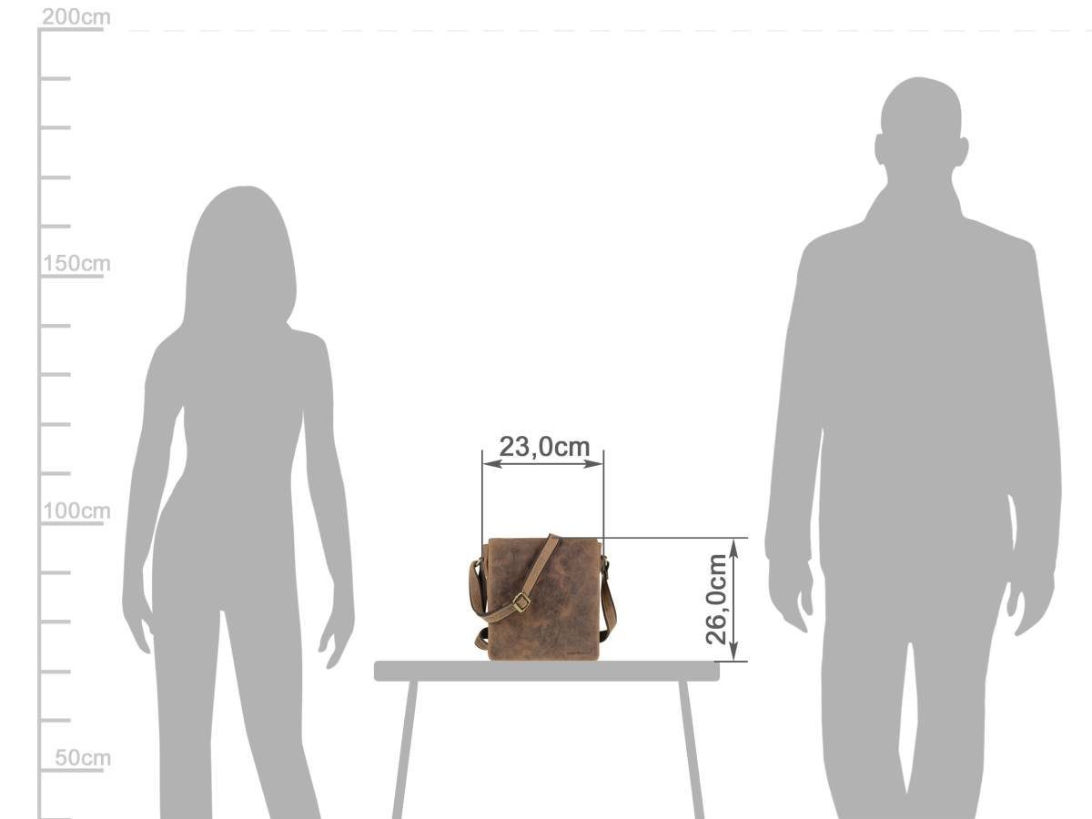 Greenburry Umhängetasche Vintage, used Look, Schultertasche 23x26cm, Messengerbag, antikbraun