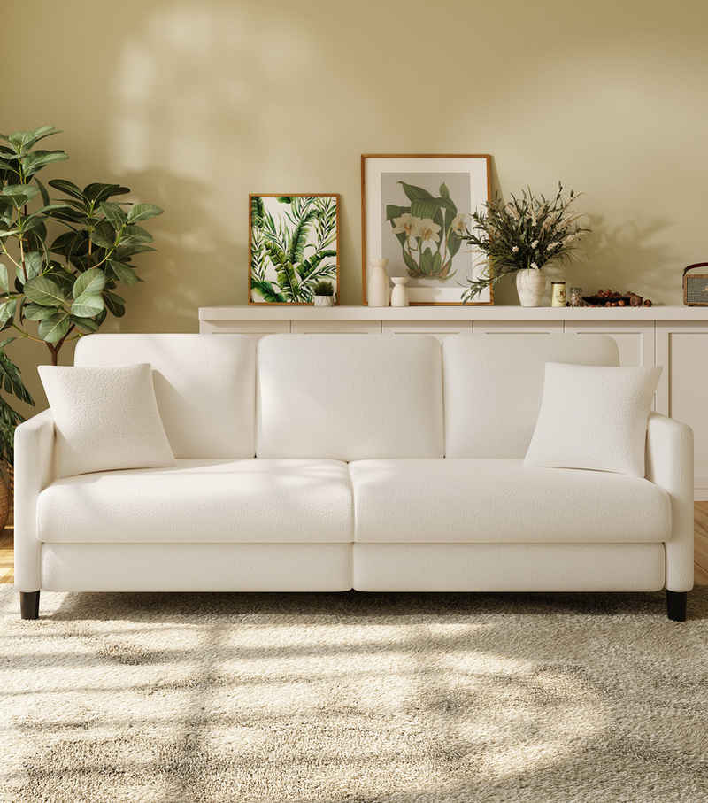 Vesgantti Sofa 3 Sitzer Sofa Gästesofa Modern Couch 3er Sitzsofa mit 2 Wurfkissen