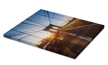 Posterlounge Leinwandbild Jan Christopher Becke, Brooklyn Bridge im Sonnenlicht in New York City, USA, Wohnzimmer Fotografie
