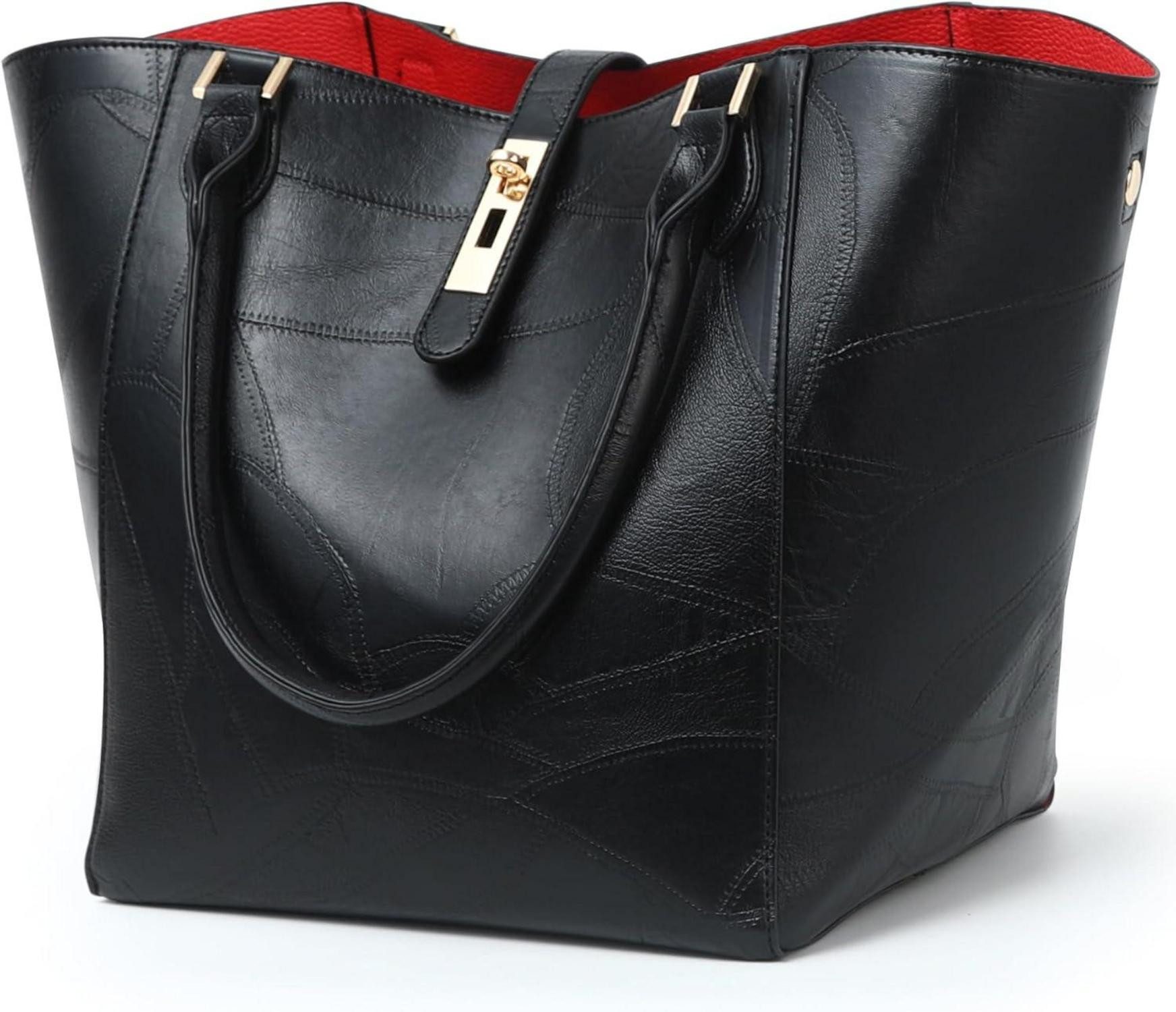 Henkeltasche Shopper Tasche Damen Groß Leder Handtasche Work Bag Schultertasche