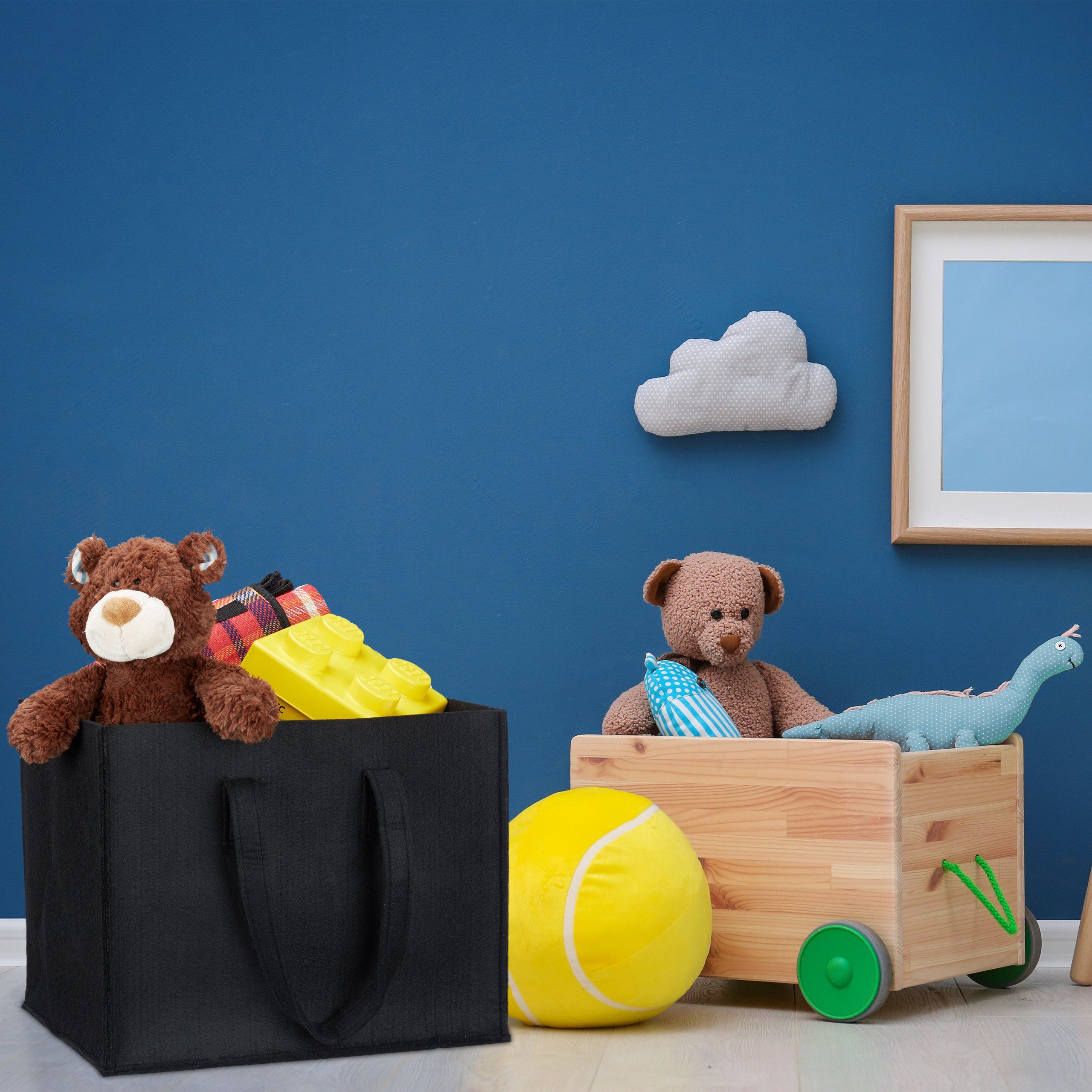 relaxdays Kaminholzkorb aus Filz, Schwarz günstig online kaufen