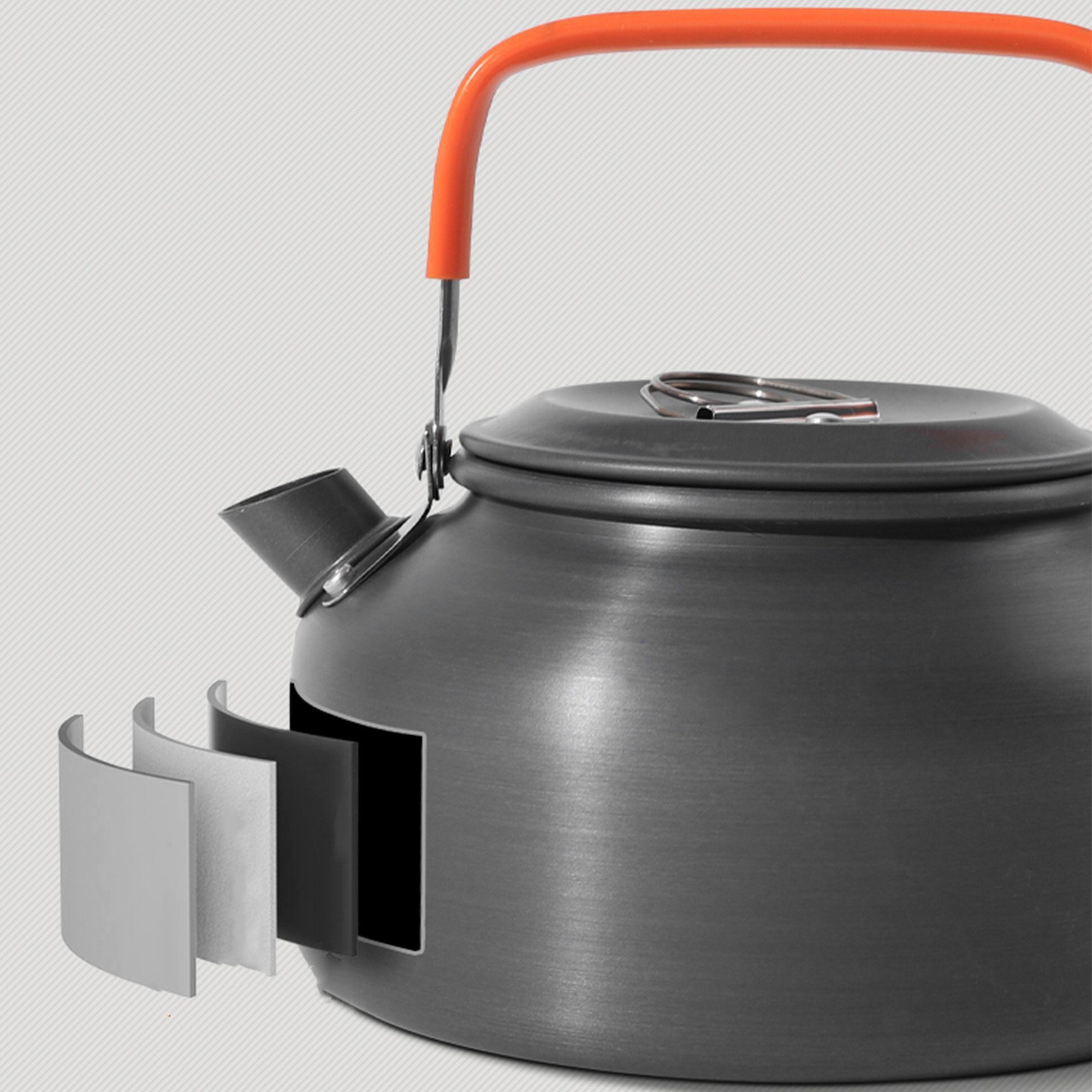 PFCTART Topf-Set Camping Kochgeschirr Set 16 tlg. mit Topf, Pfanne und Camping Geschirr, Aluminium (Set, 16-tlg., Mit Suppentopf, Antihaftpfanne, Kocher & Gesch – Bild 4 von 5