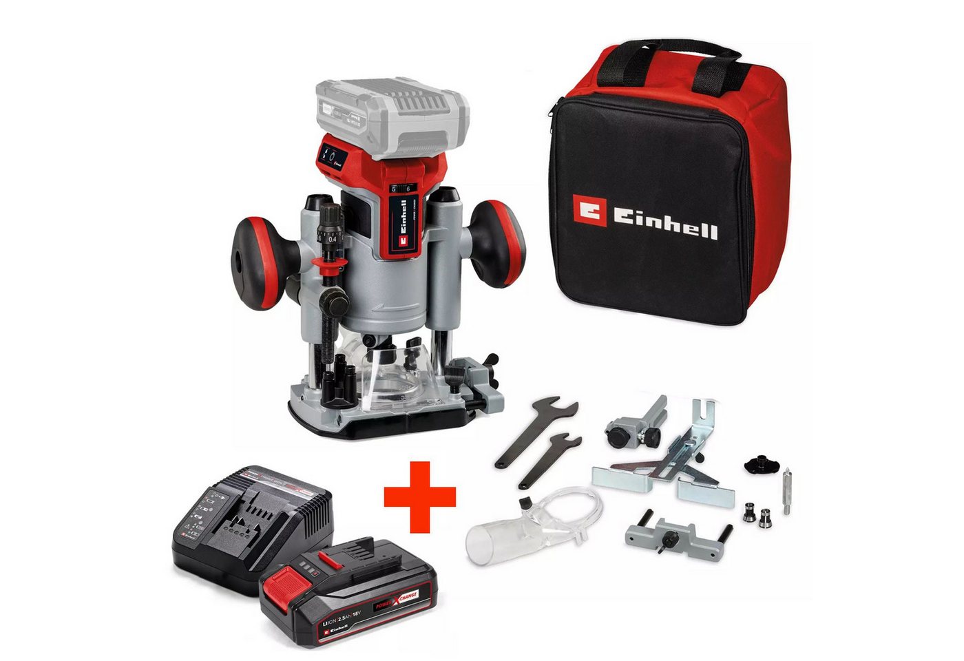 Einhell Oberfräse Einhell Akku-Oberfräse TP-RO 18 Set Li BL + 2,5 Ah Akku Starterkit, (Set)
