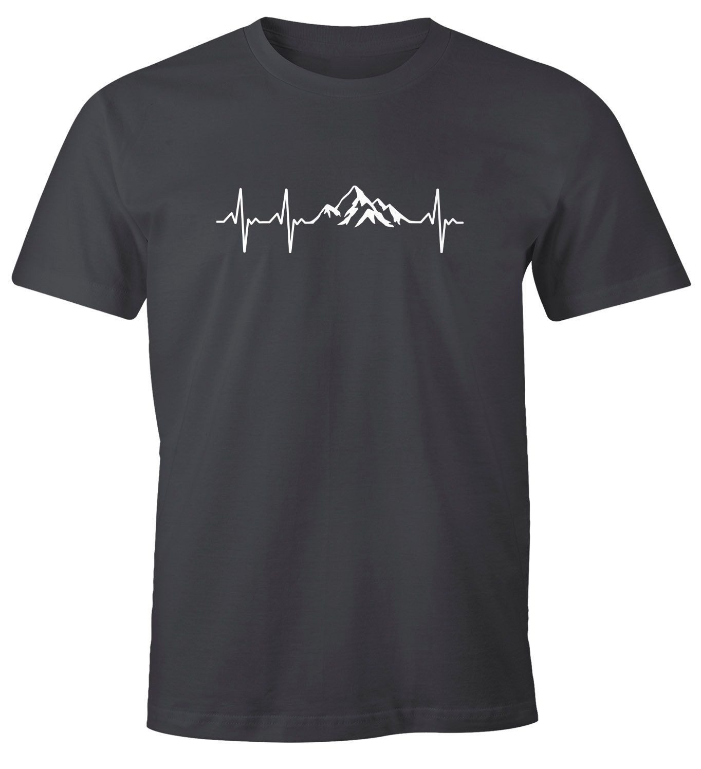 MoonWorks Print-Shirt Herren T-Shirt Berge Wandern Herzschlag Puls EGK Geschenk für mit Print