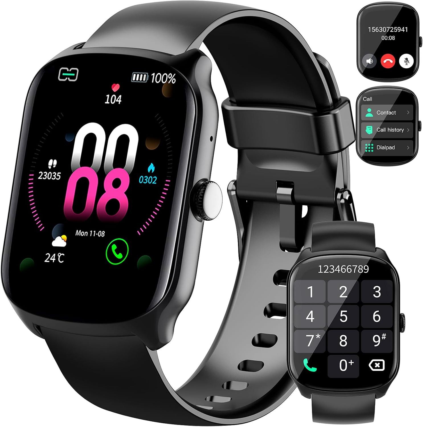 Qecnato S68 Smartwatch (4,9 cm, android ios), SMARTWATCH MIT FITNESSFUNKTIONEN