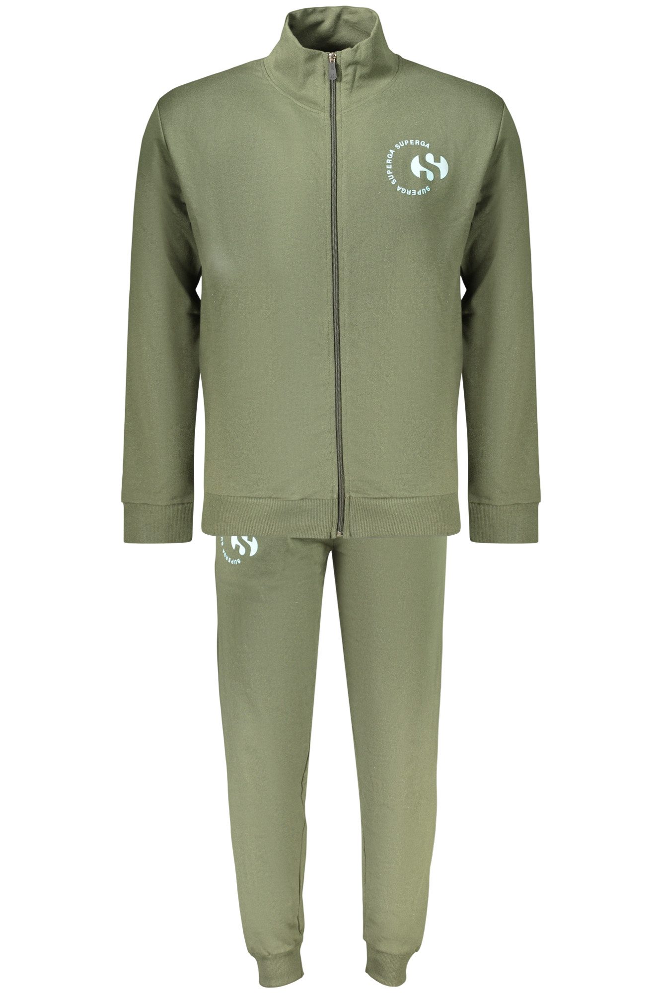 Superga 5-Pocket-Hose Grüner Herren-Trainingsanzug mit Kontrastdetails und Reißverschluss