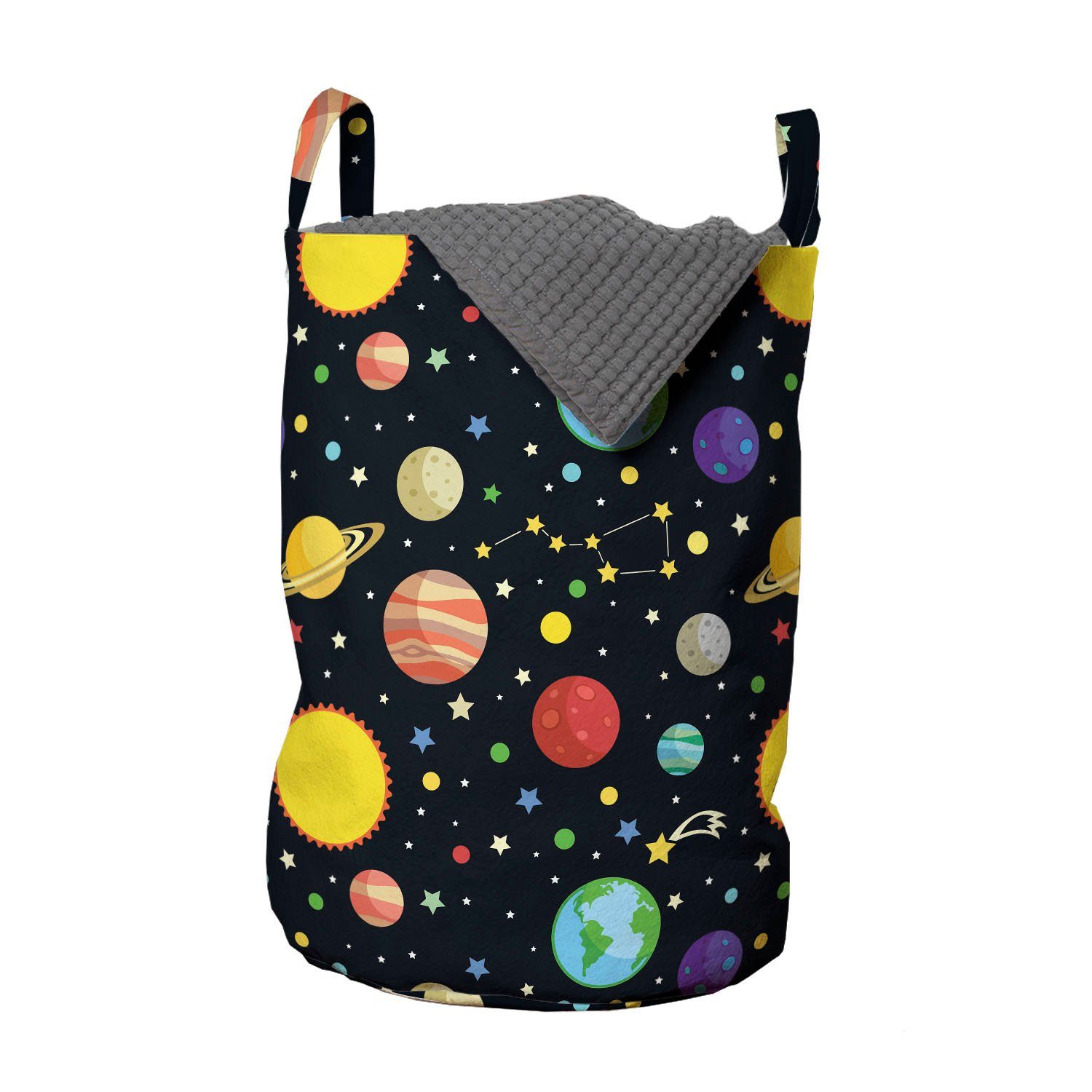 Abakuhaus Wäschesäckchen Wäschekorb mit Griffen Platz Earth für Constellations Sun Waschsalons, Kordelzugverschluss