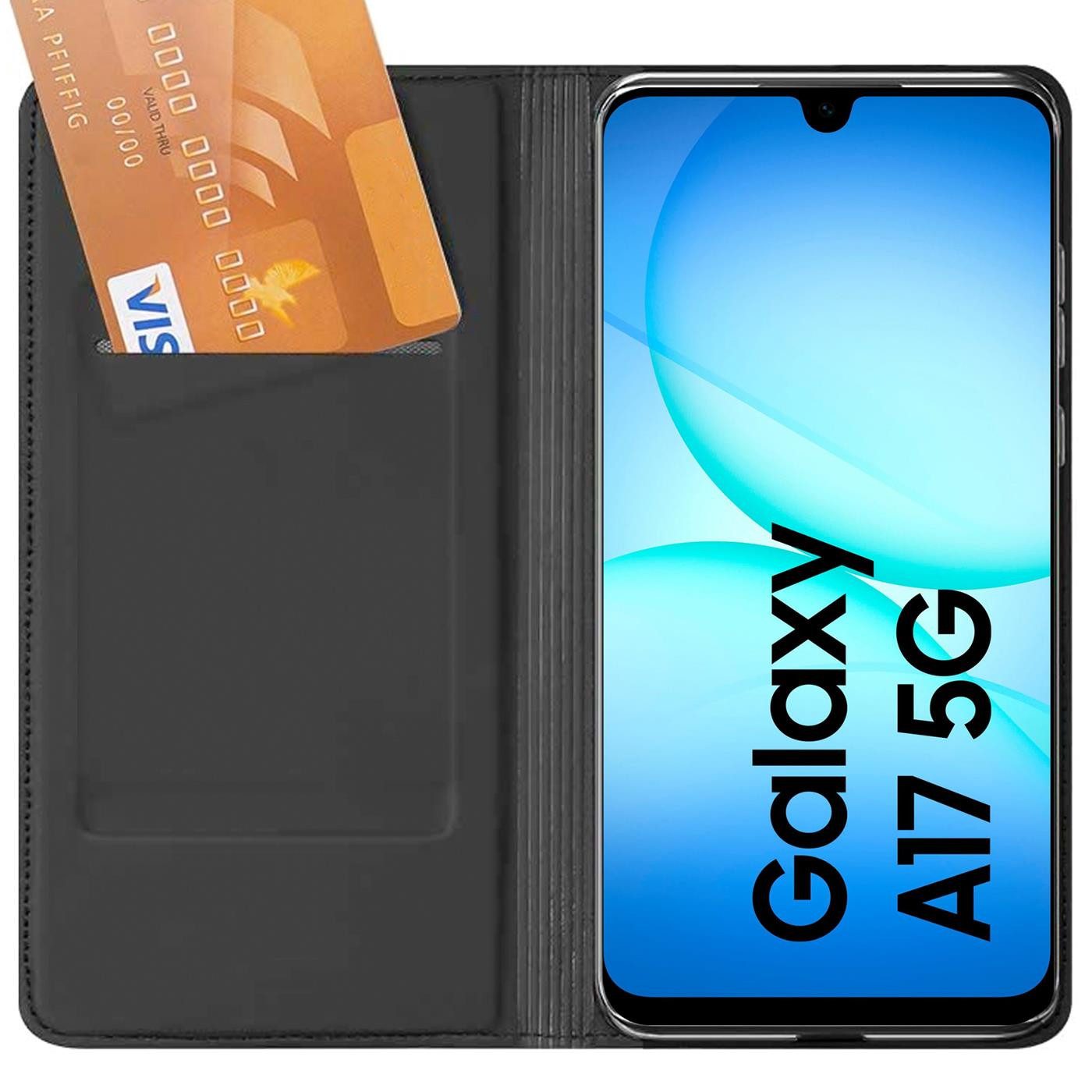 CoolGadget Handyhülle Klapptasche Wallet Kartenfach für Samsung Galaxy A17 5G, Ultra Slim Flip Case Hülle Klapphülle Cover Schutzhülle – Bild 5 von 5