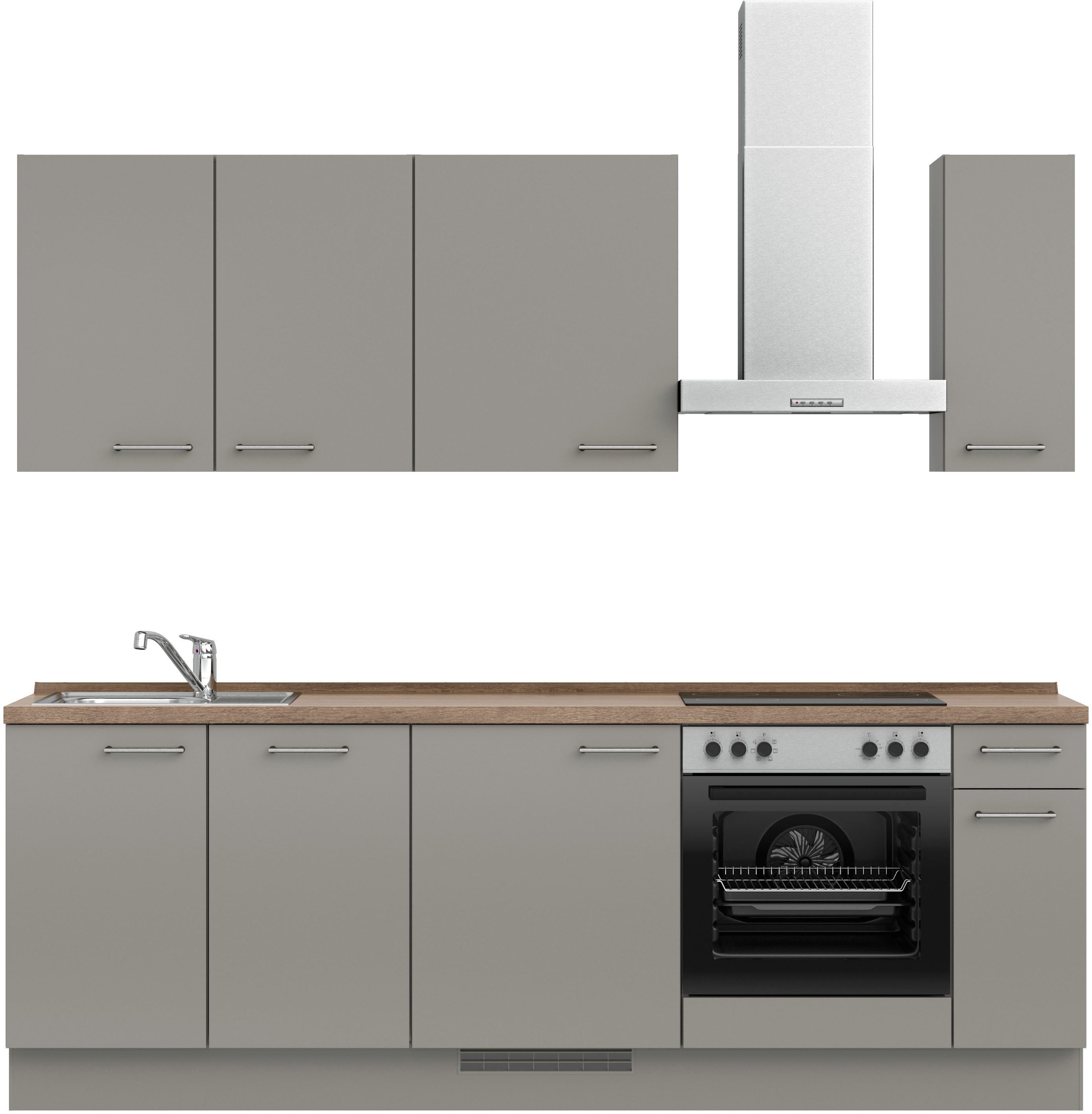 nobilia® Küchenzeile "Laser I", NEU: individuell anpassbar mit gratis Profi-Beratung, vormontiert, 240 cm breit, optional mit verschiedenen E‑Geräte-Sets