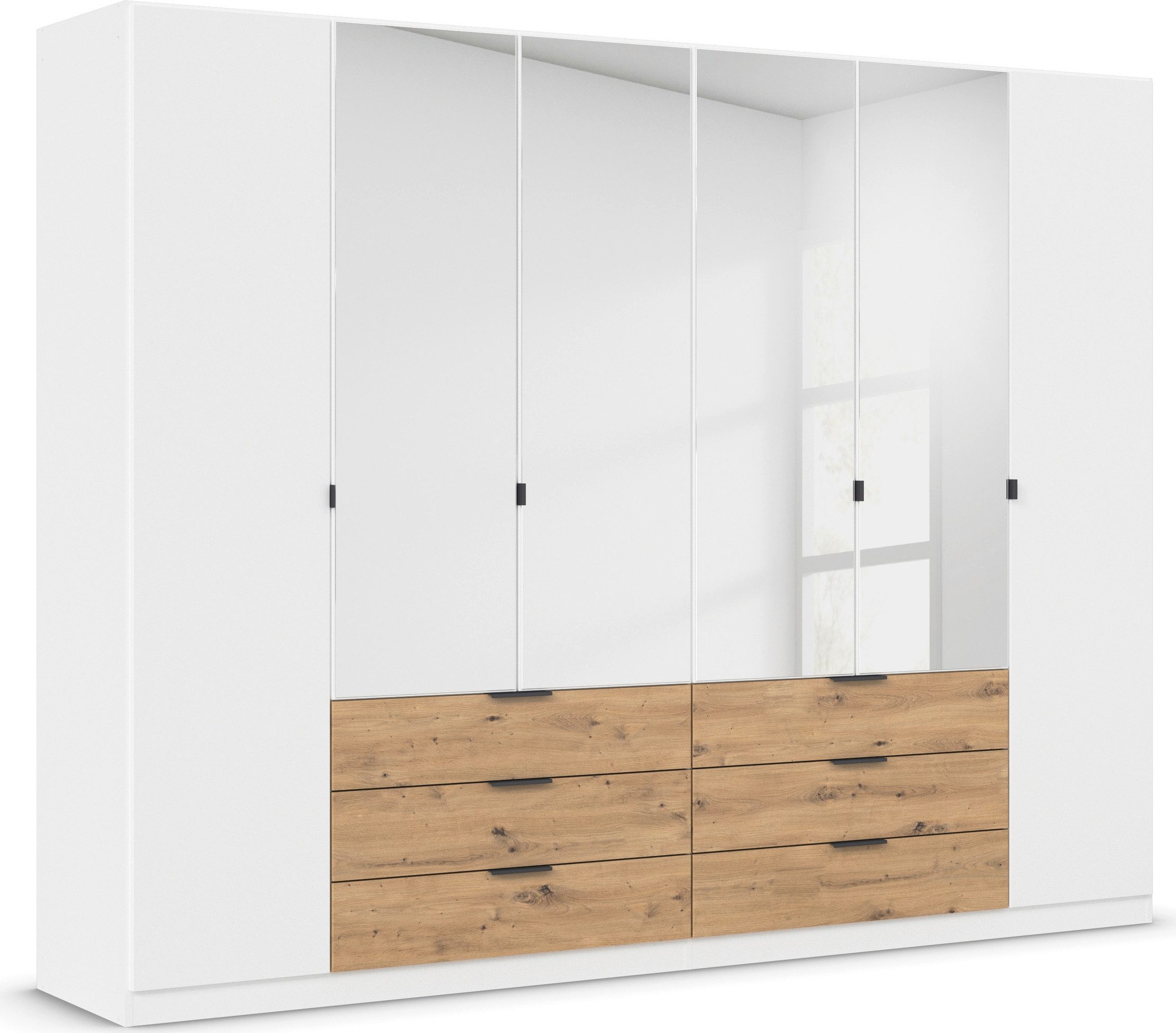 rauch Kleiderschrank Drehtürenschrank Schrank Garderobe Schlafzimmerschrank DAVOA mit farblich abgesetzten Schubkästen in Eiche Artisan …