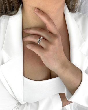DANIEL CLIFFORD Silberring 'Ally' Damen Ring Silber 925 rhodiniert, Silberring größenverstellbar (inkl. Schmuckbox), größenverstellbar, gedrehter Statement-Ring massiv