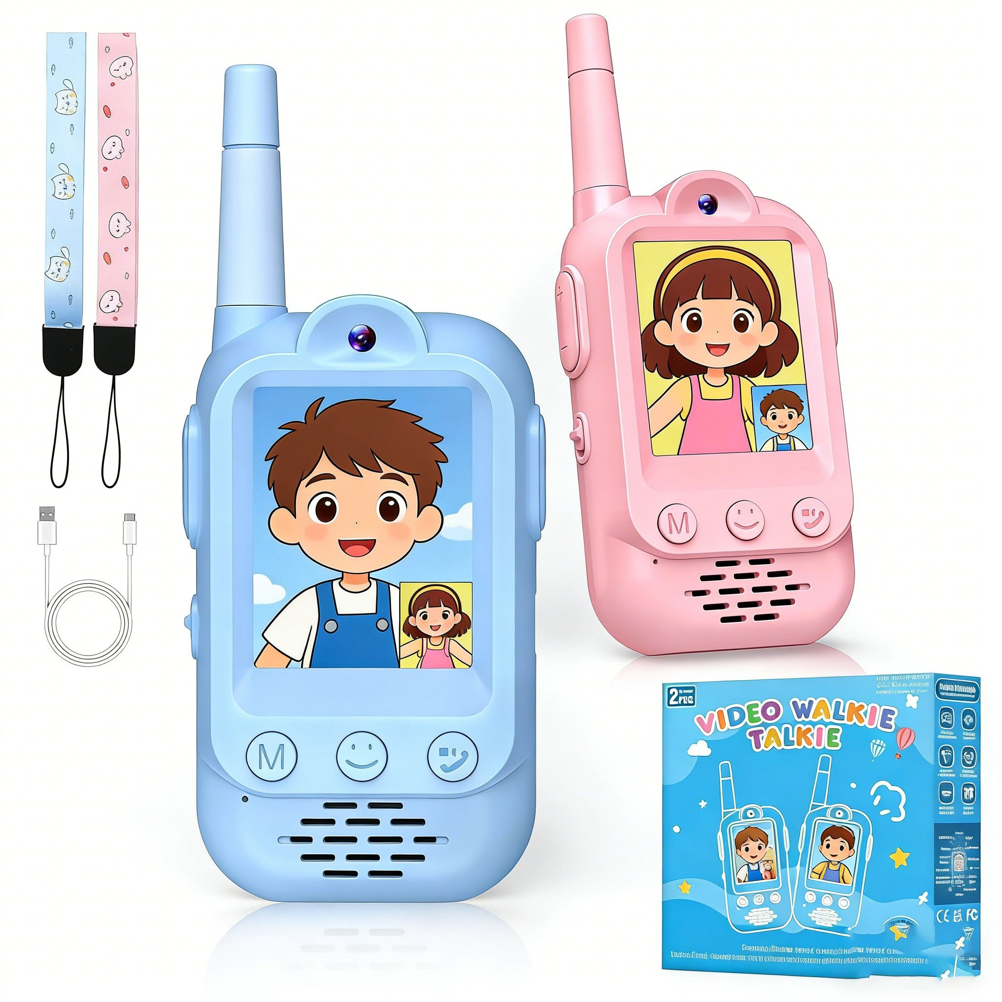 Vornix Walkie Talkie Video Walkie Talkie Kinder, Geschenk Junge Mädchen 3 4 5 6 7 8 Jahre, (Walkd Talkd Aufladbar Outdoor Spielzeug ab 3-12 Jahre Madchen Kinderspielzeug ab 3-8 Jahre Jungen Geburtstagsgeschenk fur Kind)