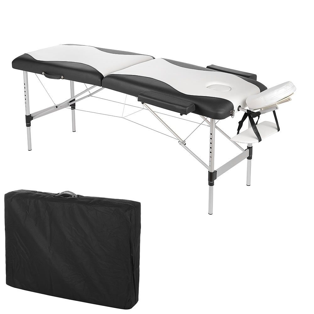 Feel2Home Massageliege Massageliege Aluminium 2 Zonen schwarz Massagebank klappbar Liege (Stück, Premium-Massageliege), Abnehmbare Elemente