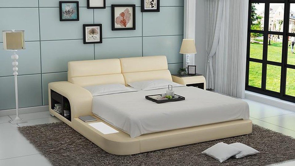 JVmoebel Polsterbett Luxusbett mit USB-Anschlüssen und elegantem Design (Bett "LB8805), Made in Europa