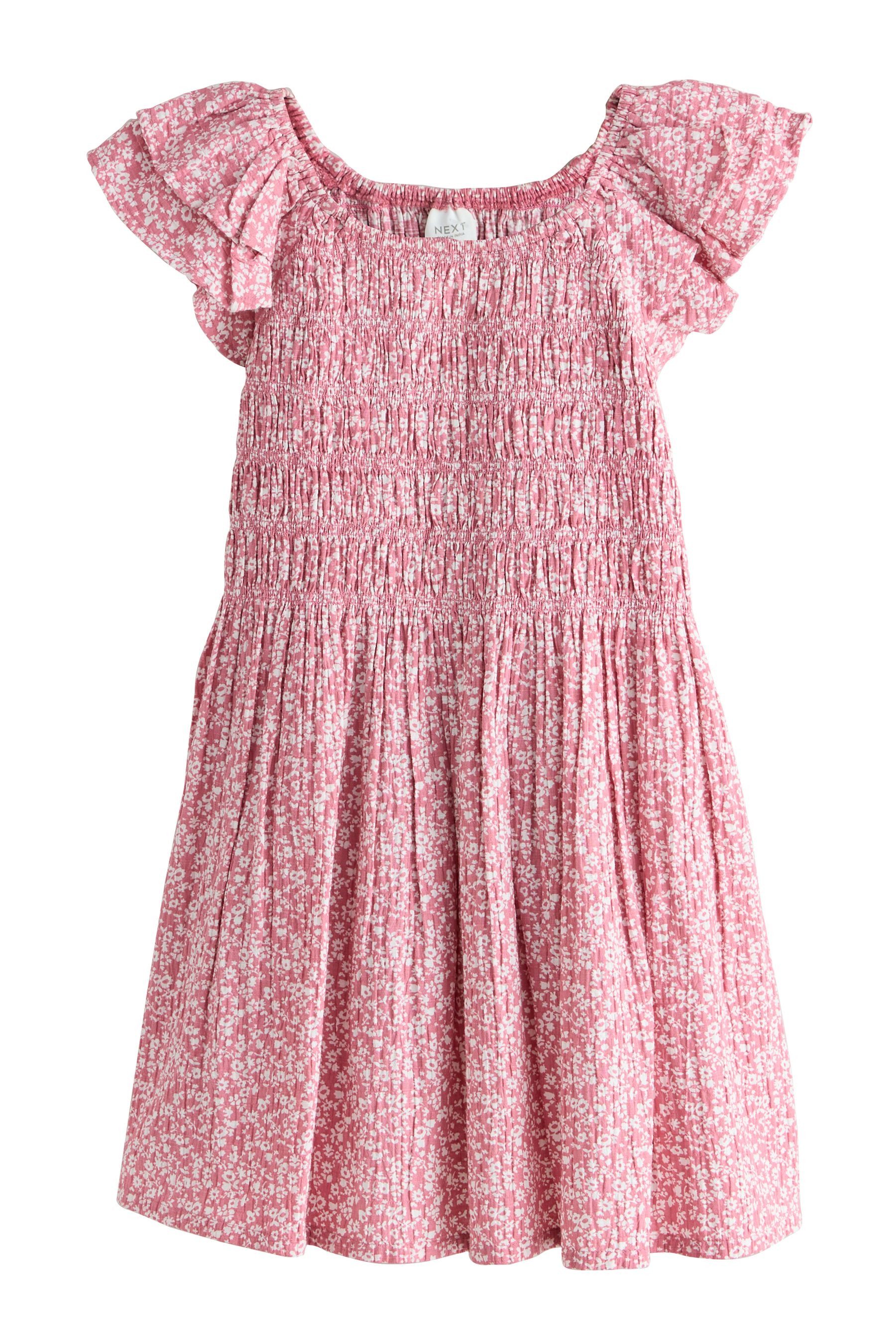 Next Jerseykleid Gesmokte Kleid mit Rüschenärmeln (1-tlg)