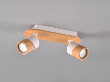 meineWunschleuchte LED Deckenstrahler, Dimmfunktion, LED wechselbar, warmweiß, innen, kleine Holz-lampe Spot schwenkbar, Deckenstrahler Treppenhaus