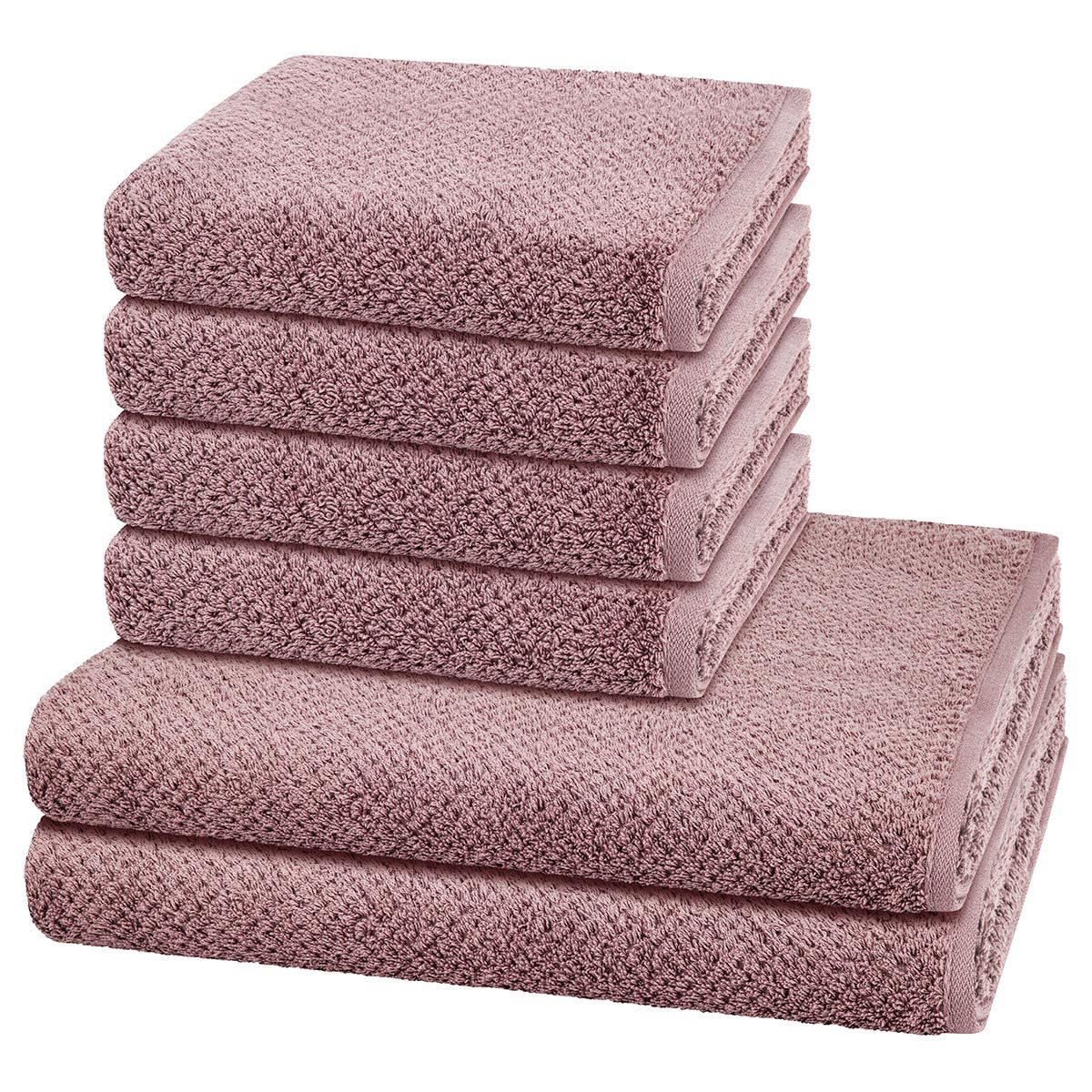 Cawö Handtuch Set Pure, Walkfrottee (Spar-Set, 6-St), 4 X Handtuch 2 X Duschtuch im Set - Baumwolle - Saugstark