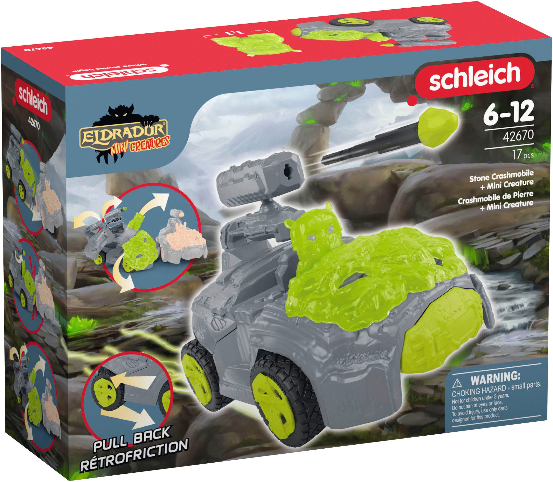 Schleich® Spielfigur ELDRADOR® CREATURES, Stein-Crashmobil+Mini Creature (42670)
