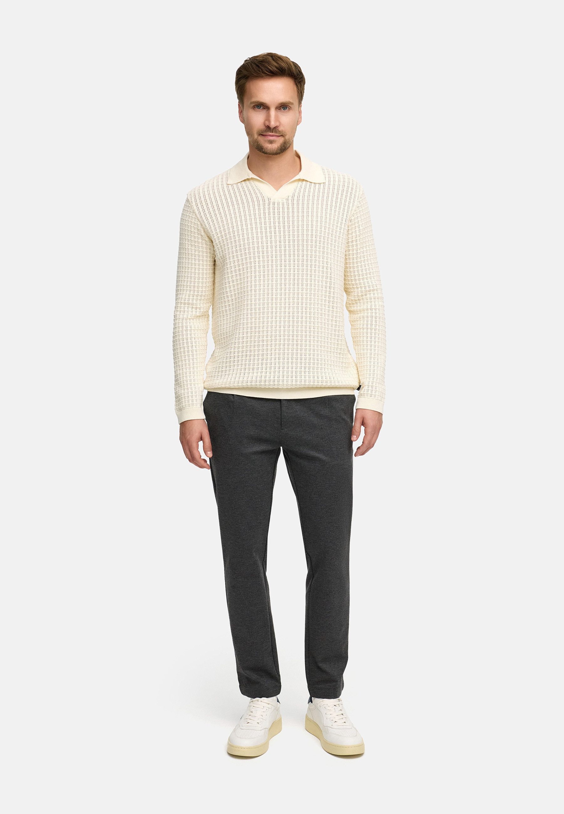 Jeff Strickpullover Herren JFLane polo Pullover Herrenpullover mit Polokragen und V-Ausschnitt
