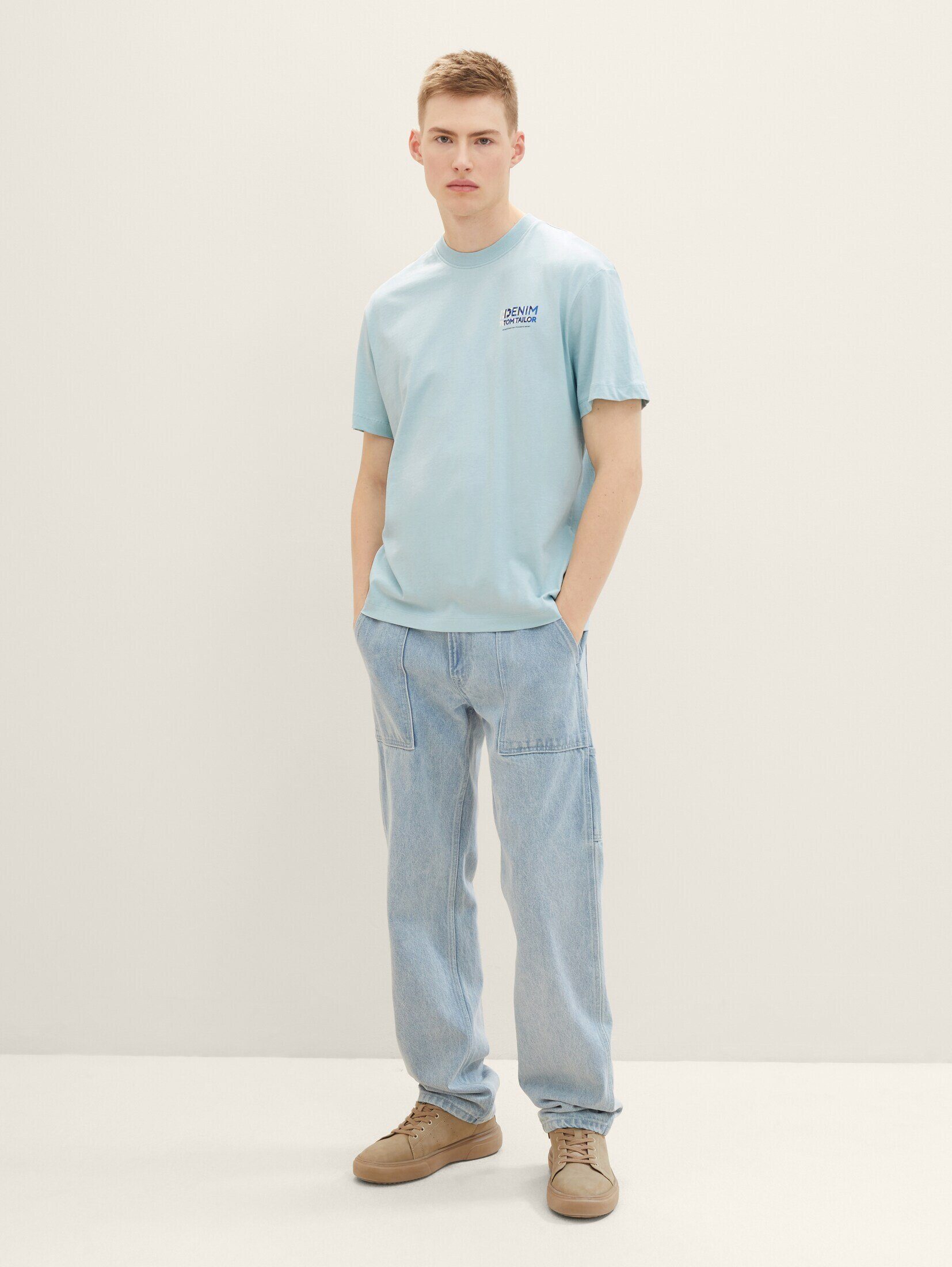 mint T-Shirt T-Shirt dusty blue TOM Bio-Baumwolle mit TAILOR Denim