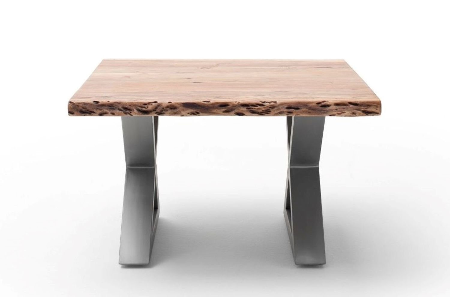 quadratisch X-Form Akazie-massiv Couchtisch MCA natur furniture Cartagen, Baumkante