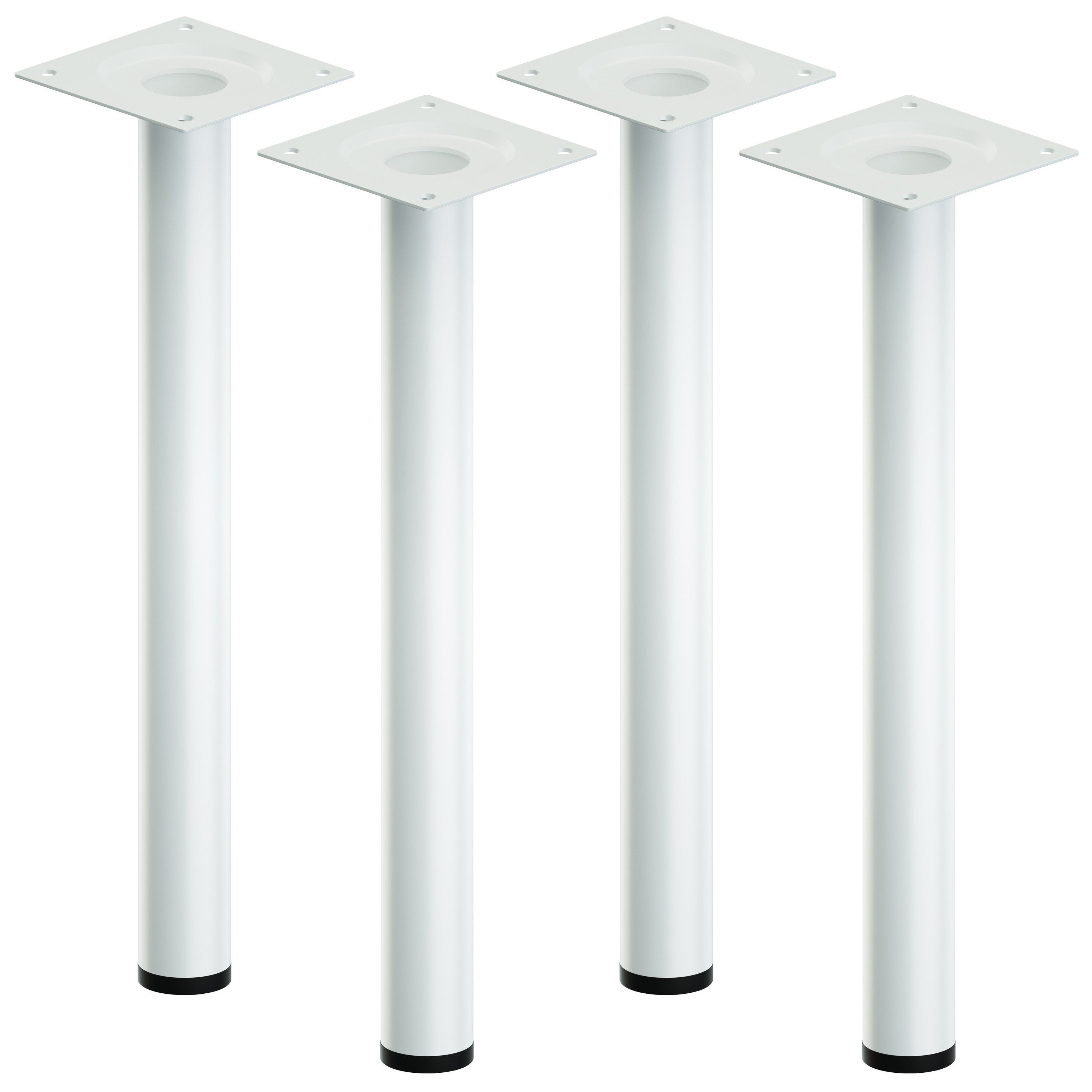 ib style Tischbein 4er Set Tischbein Ø 30 mm 10 cm weiß + Regulierschrauben, Tischfüße - Мебельfüße - Inklusive Regulierschrauben