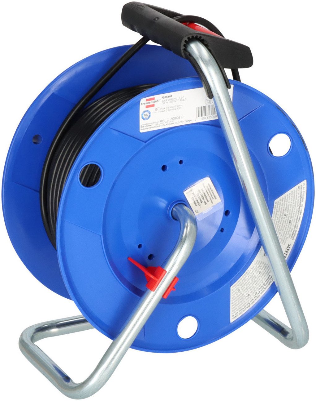 Brennenstuhl Garant Kabeltrommel 50 m H05VV-F 3G1,5 Stromkabel, Typ F (Schuko), (5000 cm)