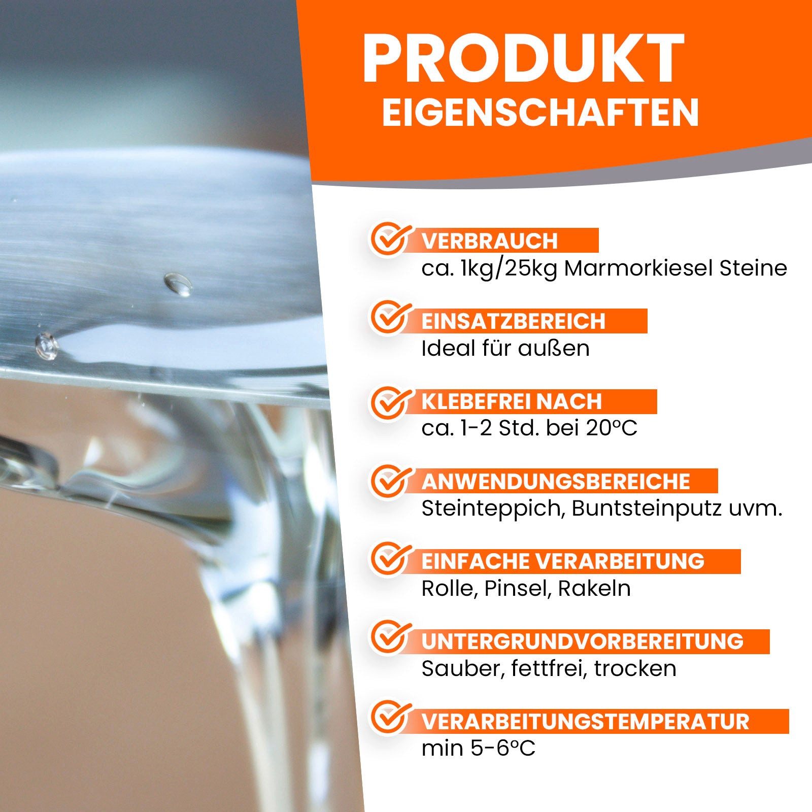BEKATEQ Klebstoff BK-667PU 1K PU Bindemittel für Steinteppich außen, (1kg/25kg Steinsack), Kleber für Steinteppich außen, UV-fest, farblos glänzend – Bild 3 von 5