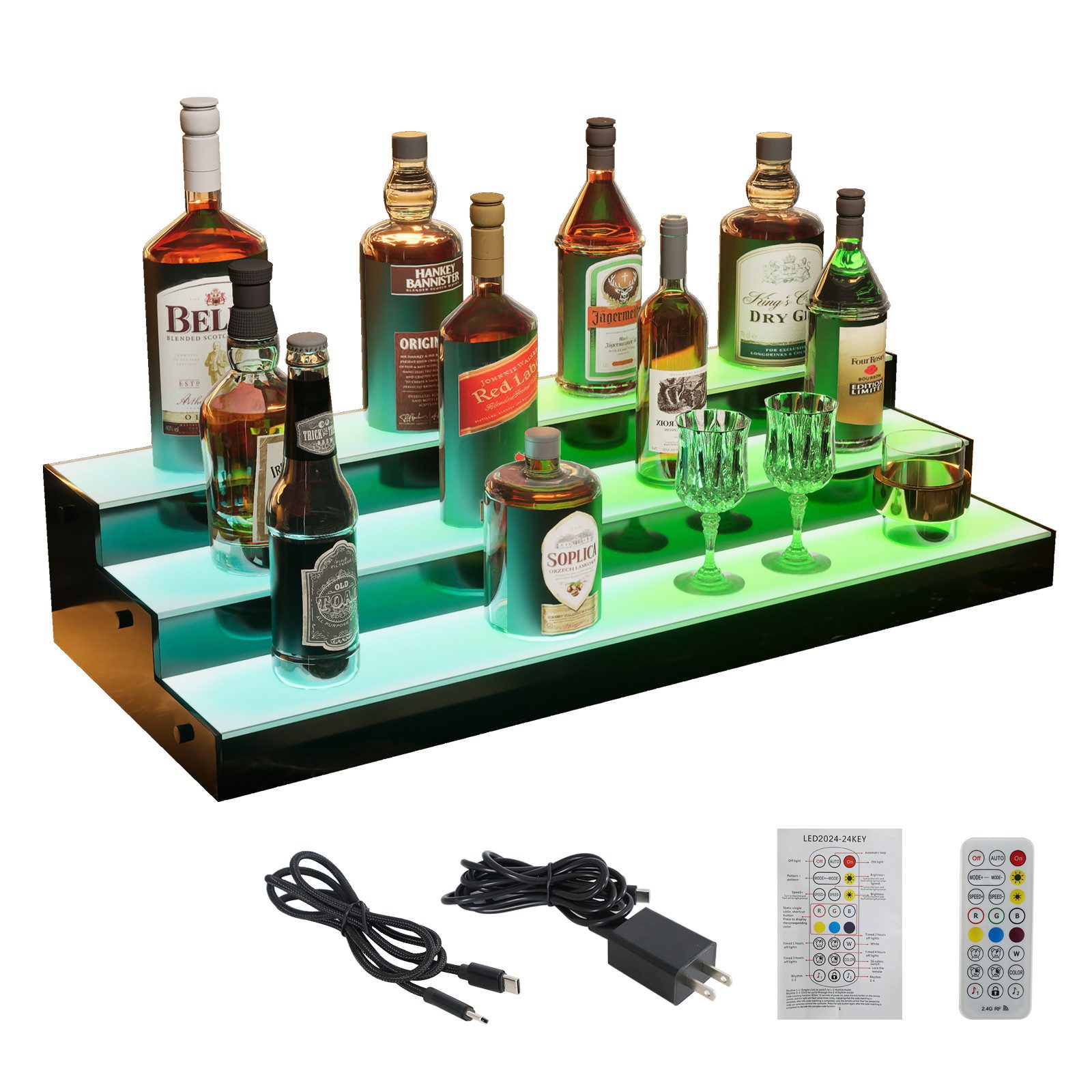 TWSOUL Weinregal LED Flaschenregal mit Beleuchtung, 3-stufiges Acryl Weinre günstig online kaufen