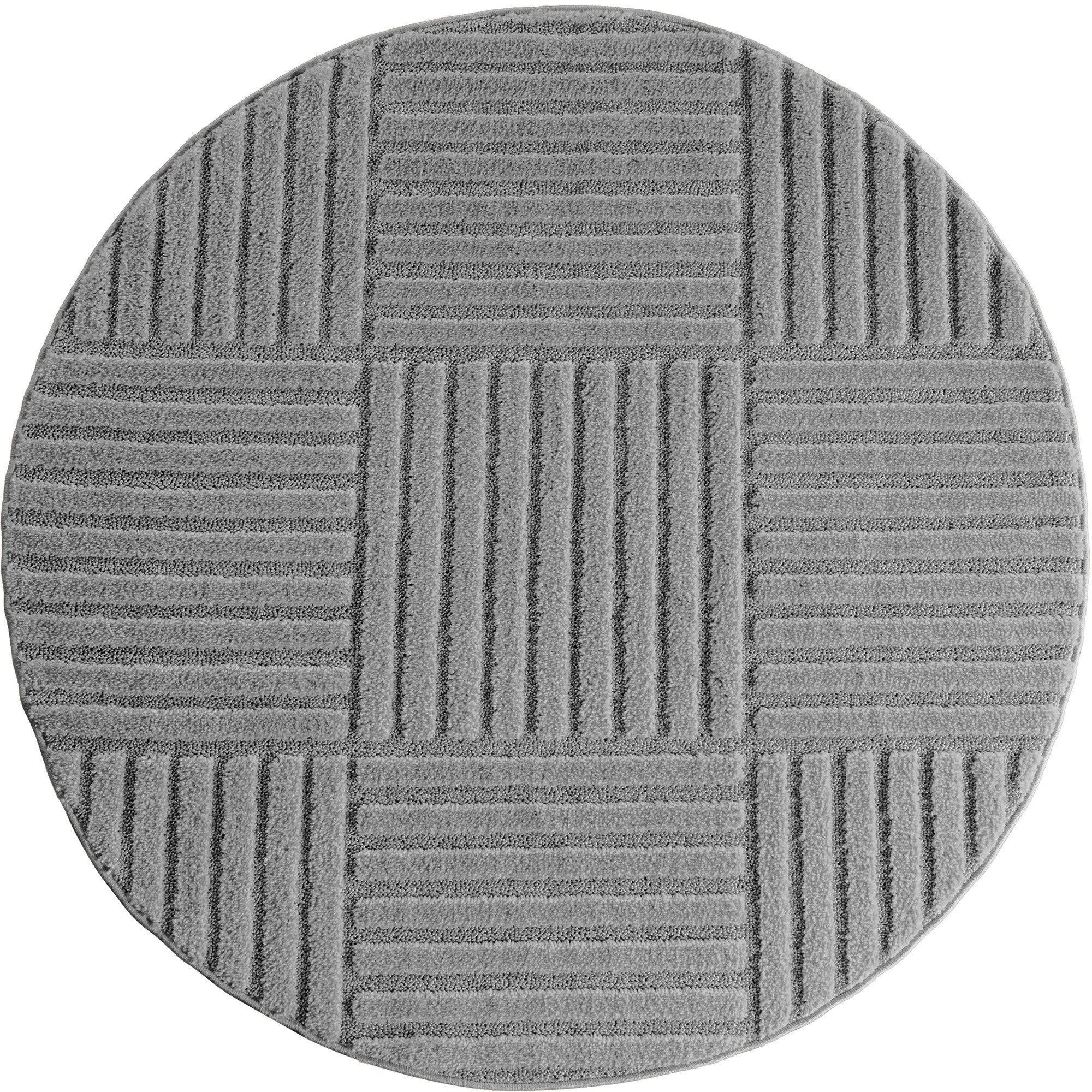 Teppium Hochflor-Teppich Boho-Design, Rund, Höhe: 20 mm, Teppich Wohnzimmer Boho Design 3D Optik Skandinavische Stil