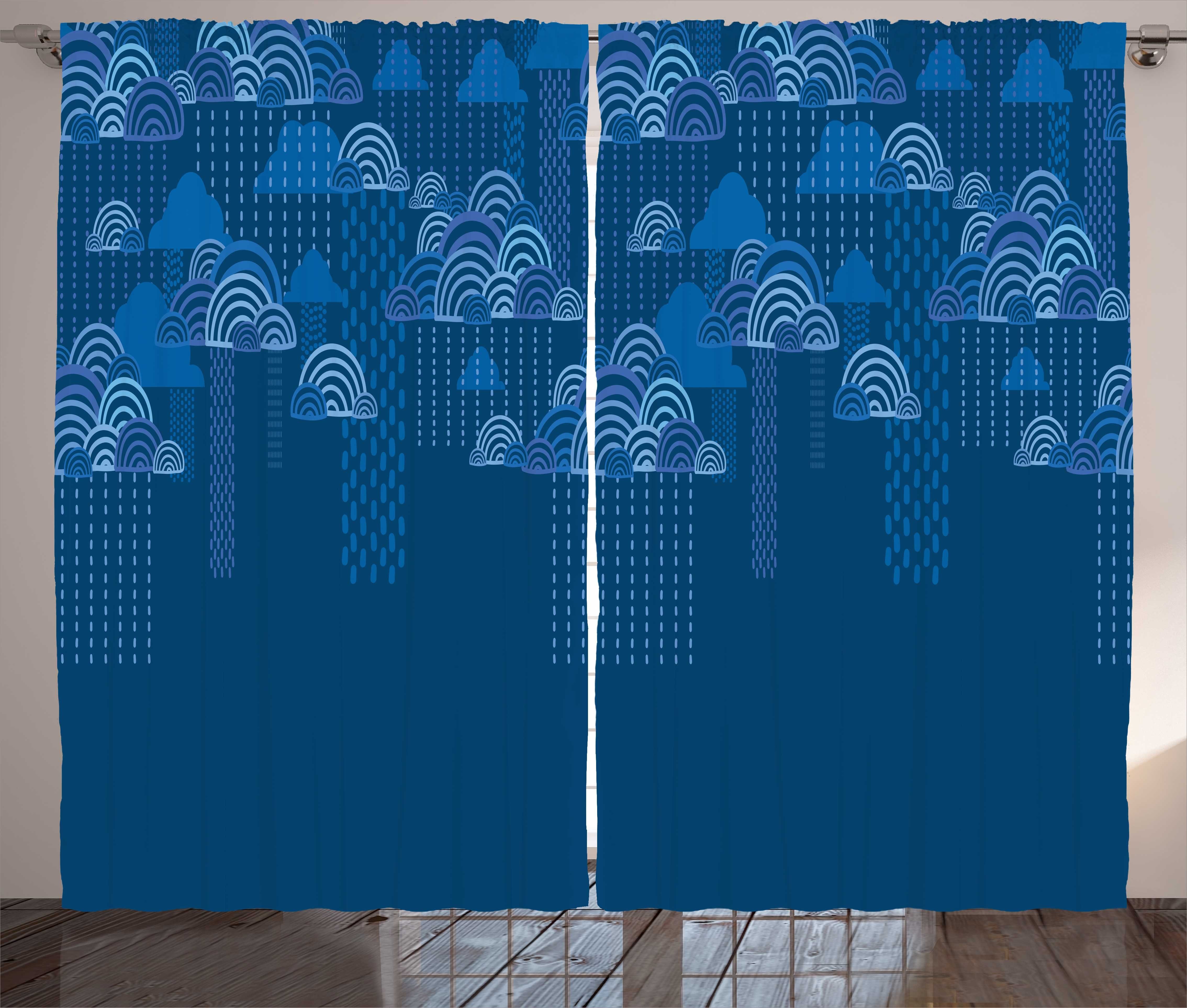 Wolken Gardine Abstrakte Schlaufen Blauer und Himmel Dots Kräuselband mit Schlafzimmer Haken, Vorhang Kunst Abakuhaus,